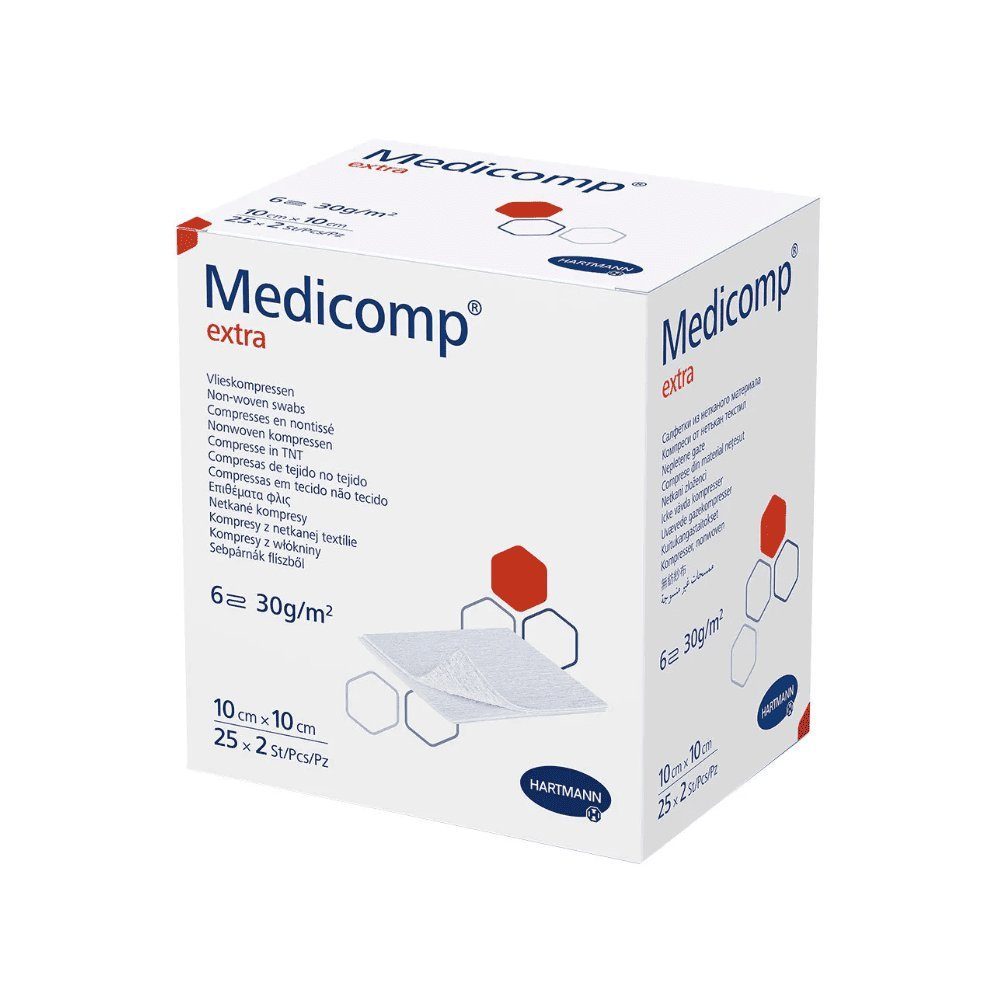Wundpflaster MEDICOMP extra Vlieskomp.steril 10x10 cm 6lagig