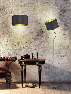 lightling Stehlampe Benny, ohne Leuchtmittel, moderne Stehlampe mit Schirm aus Stoff und goldfarbener Innenseite