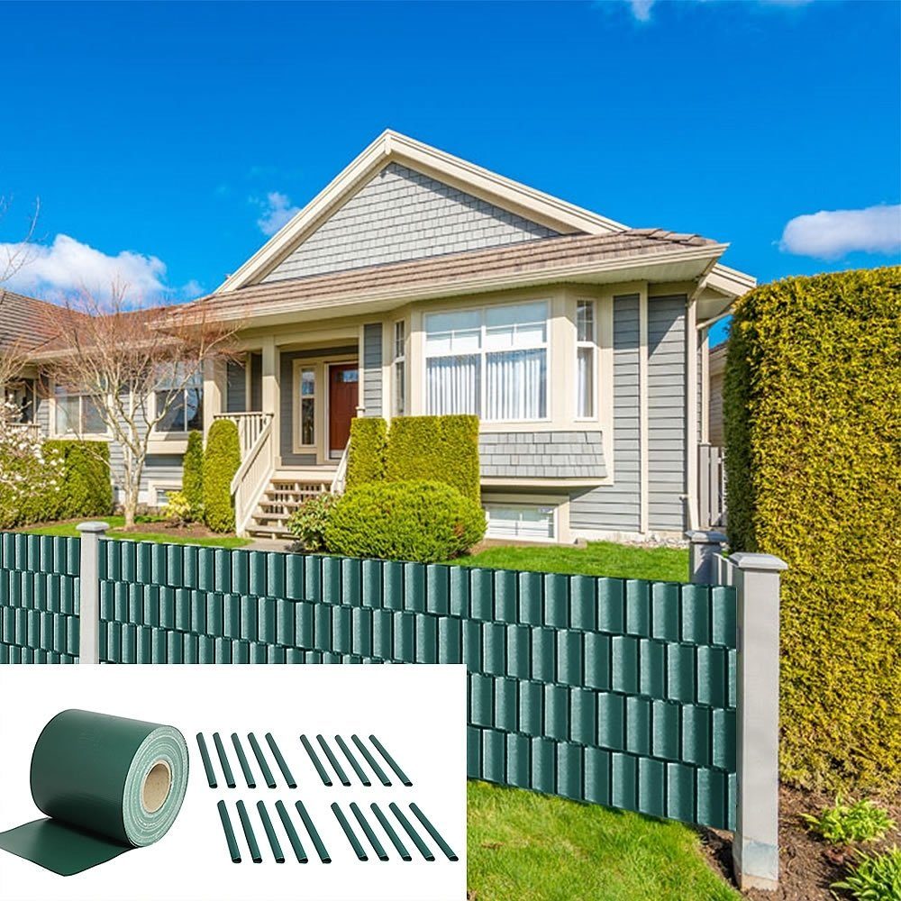 Feel2Home Sichtschutzstreifen Sichtschutzfolie Doppelstabmatten Zaunfolie blickdicht PVC Windschutz