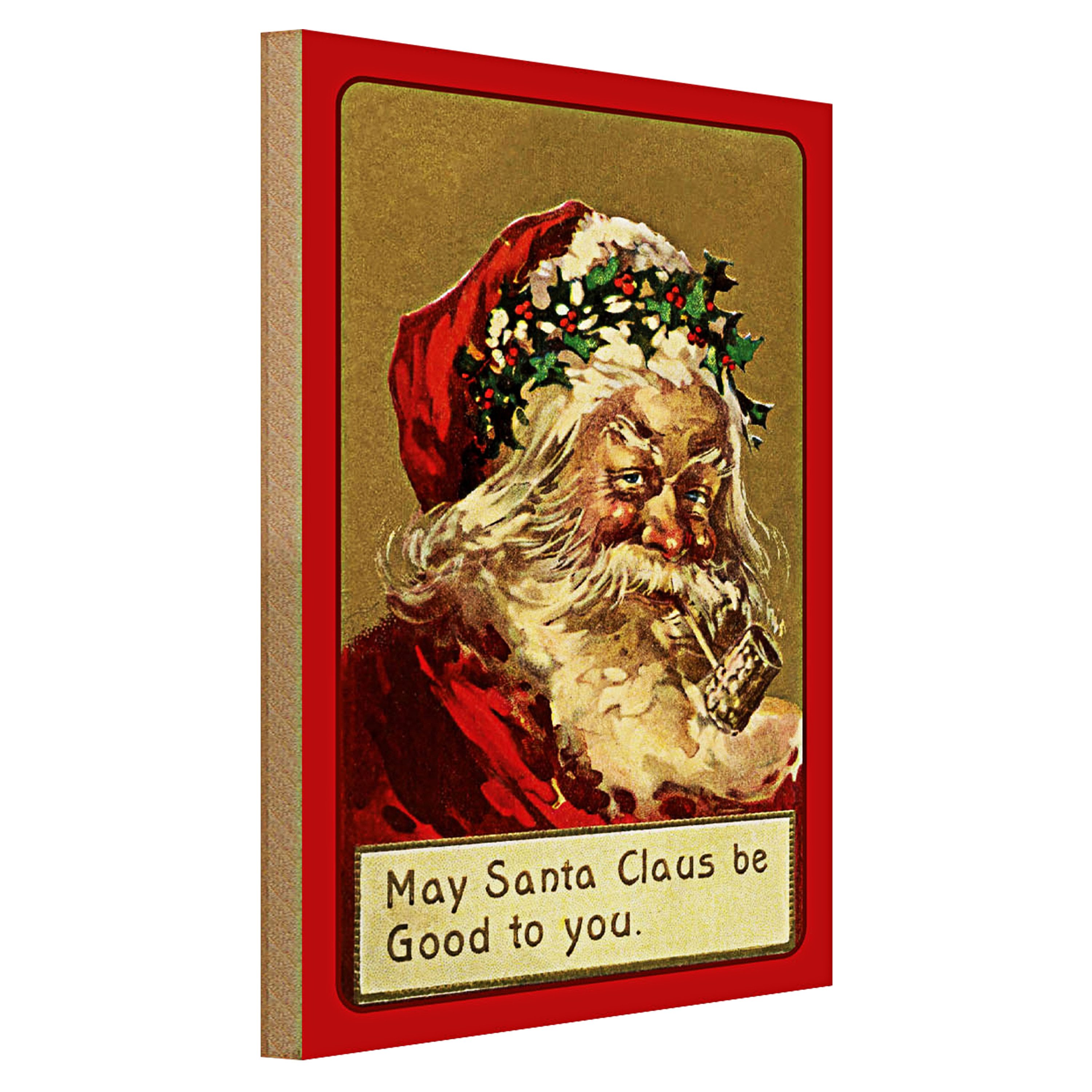 Roomando Holzbild Weihnachten Christmas Santa Claus lustig 30x40cm