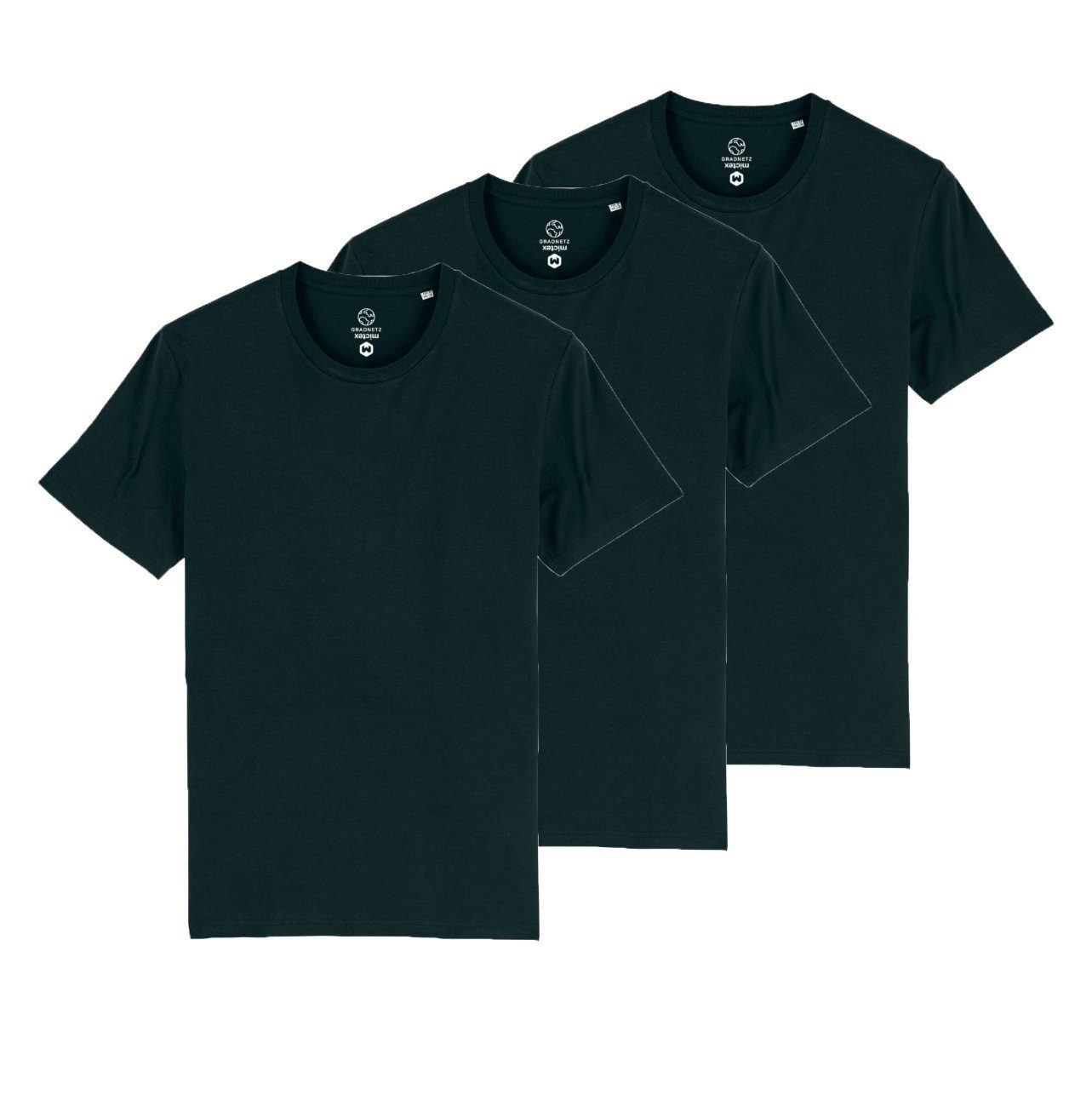 fair basic nachhaltig Gradnetz (Spar-Set, schwarz produziert T-Shirt & unisex Biobaumwolle 3er-Pack)