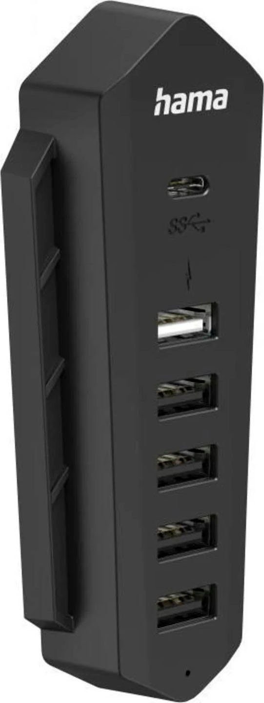 6in1 USB Hub für Playstation 5, 6 Ports (1x USB C, 5x USB A), Schwarz Gaming-Adapter