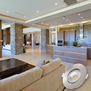 B.K.Licht LED Einbauleuchte, LED fest integriert, Warmweiß, Einbauspots, schwenkbar, Deckenstrahler, ultra-flach, IP23, 6er SET