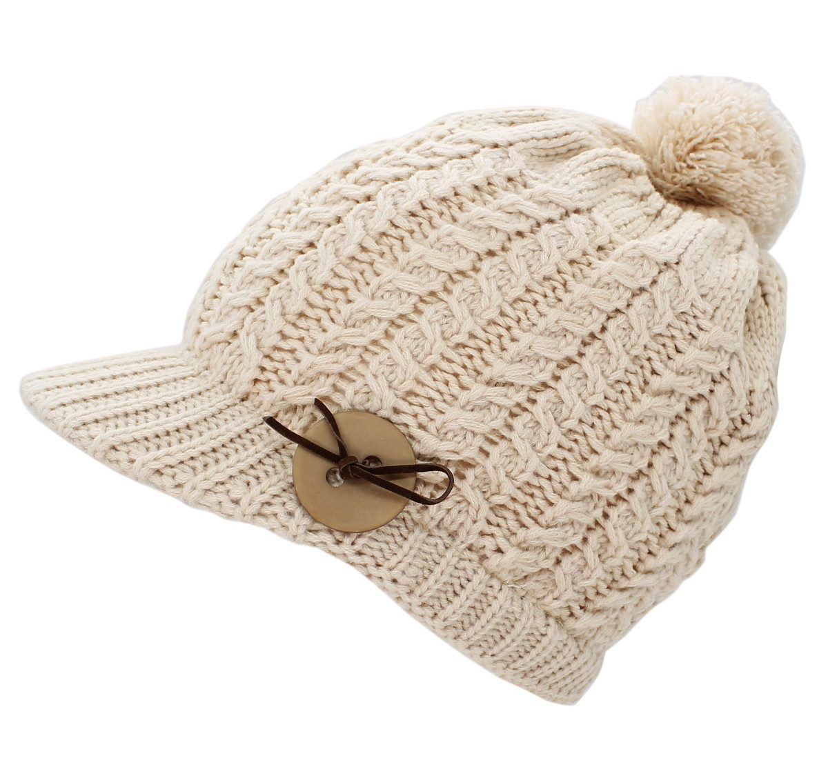 dy_mode Strickmütze Damen Strickmütze mit Schirm & Bommel Wintermütze, unif günstig online kaufen