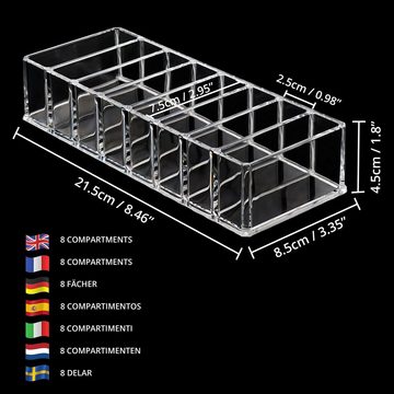 Kurtzy Organizer Acryl Kosmetik Organizer mit 8 Fächern (2er Pack), Acrylic Makeup Organizer with 8 Compartments (2 Pack)