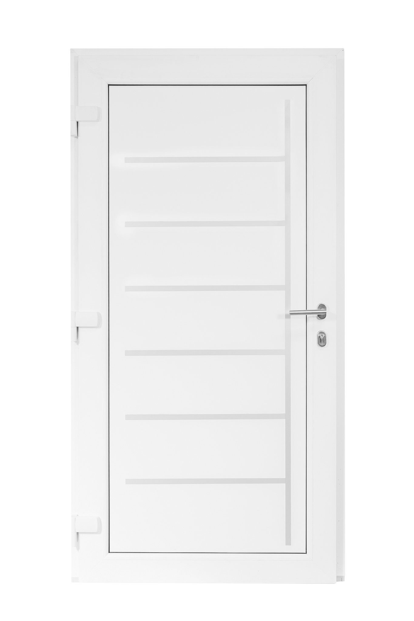 SN DECO GROUP Haustür Bastion Zeta, weiß, E-Öffner, Stoßgriff (Komplett-Set), Elektrischer Türöffner (E-Öffner) ROTO Typ 3RA verbaut