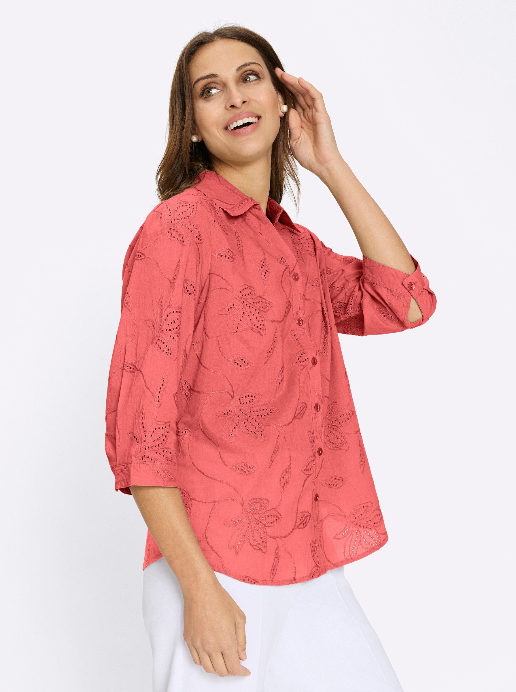 Witt Klassische Bluse Baumwoll-Bluse 3/4-Arm