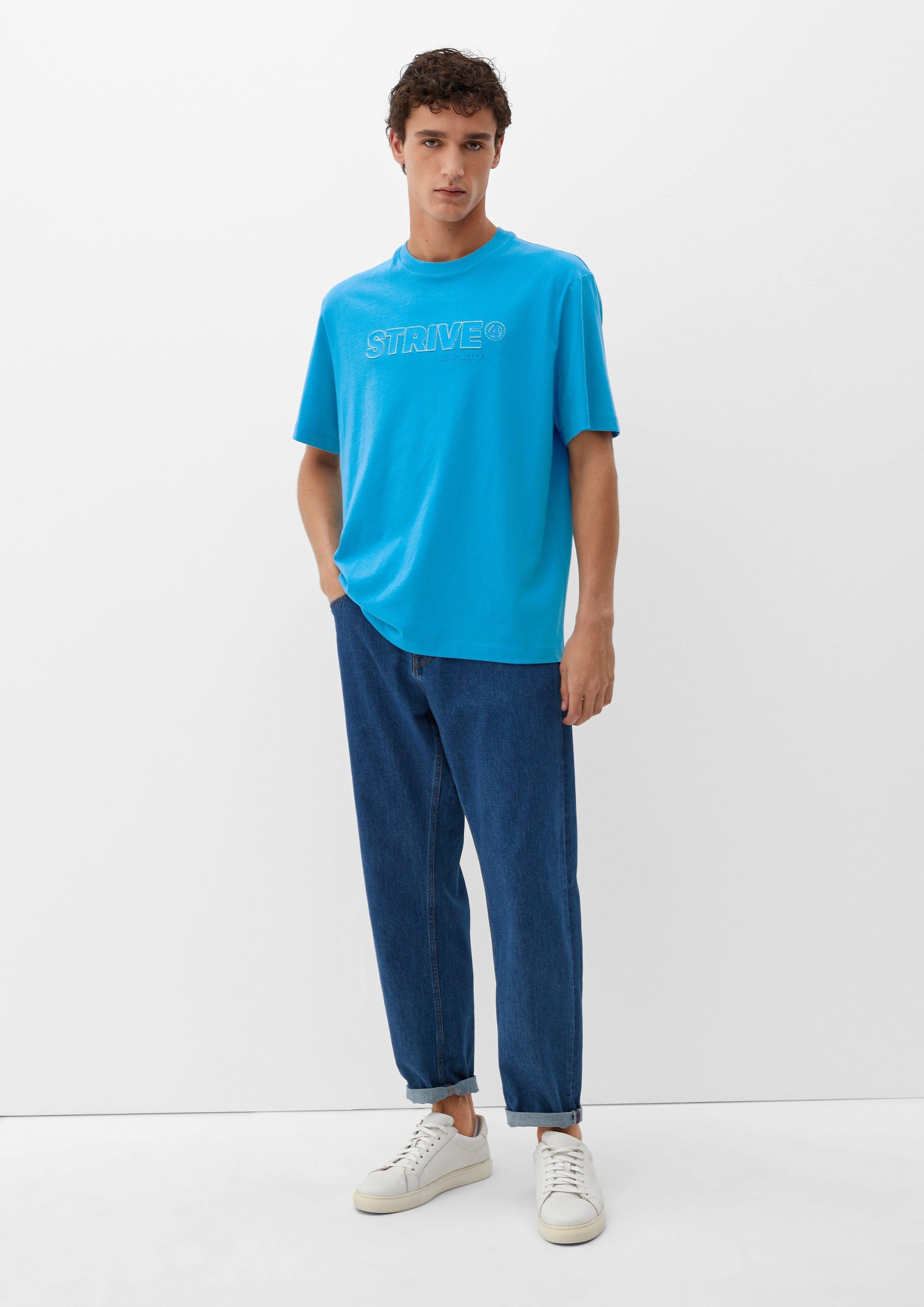 Kurzarmshirt T-Shirt türkisblau mit s.Oliver Schriftprint