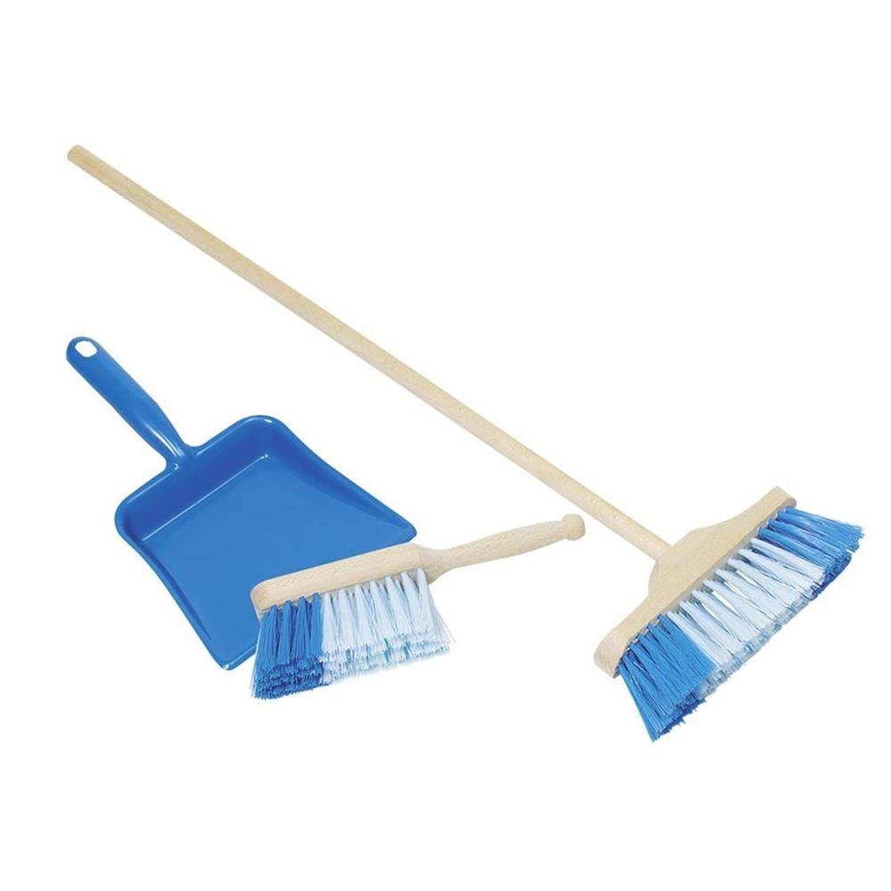 goki Kinder-Haushaltsset Kinderbesen Set, 3 teilig, Blau, mit Kinderkehrschaufel, Handfeger und Besen