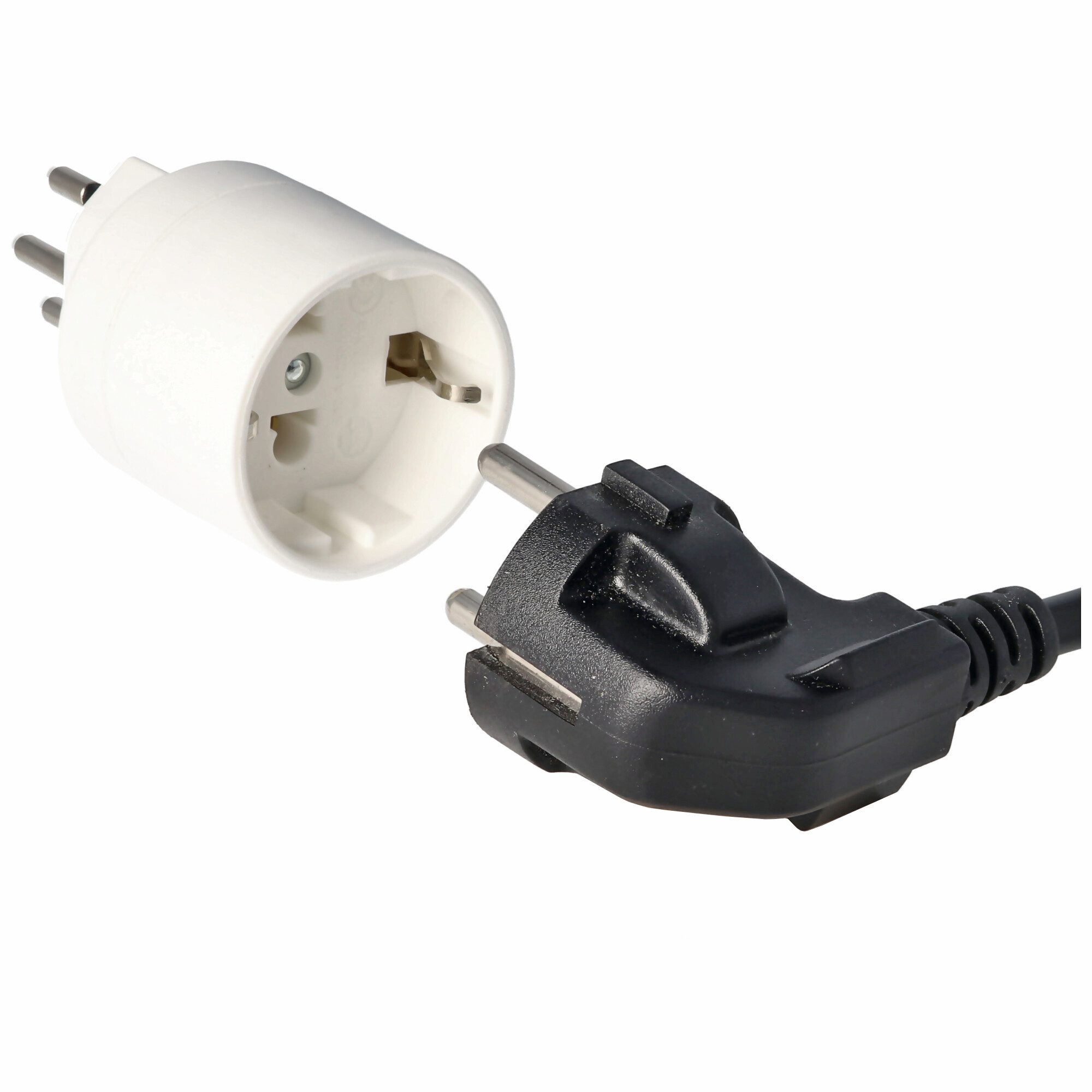 AccuCell Schweiz-Adapter weiss von Schukokupplung auf schweizer Stecker 230 Vo Akku-Ladestation