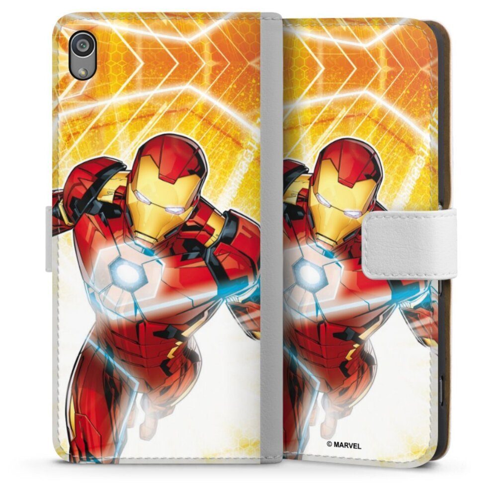 DeinDesign Handyhülle Iron Man on Fire, Sony Xperia XA Hülle Handy Flip Case Wallet Cover Handytasche Leder