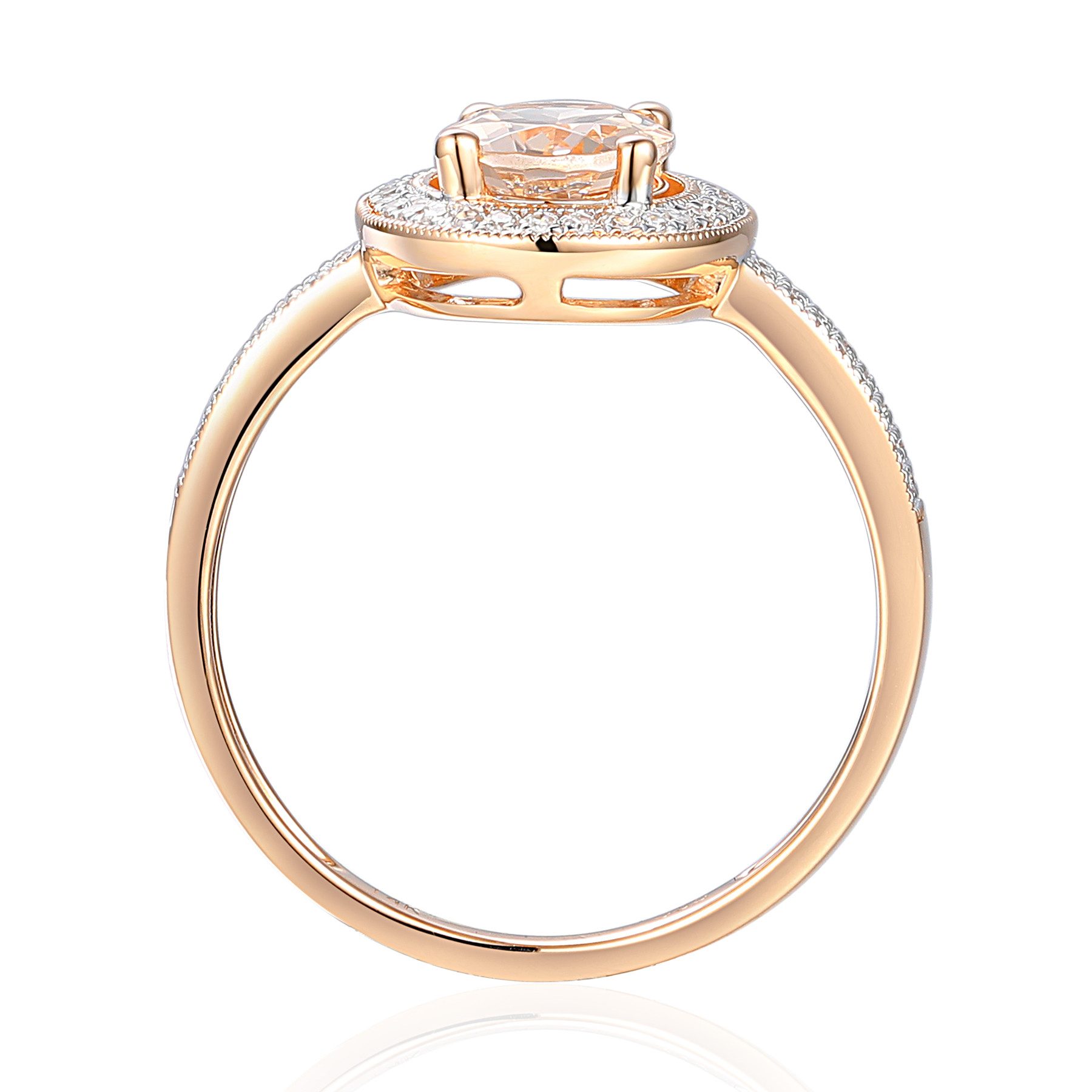Stella-Jewellery Solitärring 585 Rotgold Damenring mit Morganit und Brillanten (inkl. Etui, Morganit 0,94ct. - inkl. Etui), Morganit 0,94ct. und Brillanten 0,15ct.