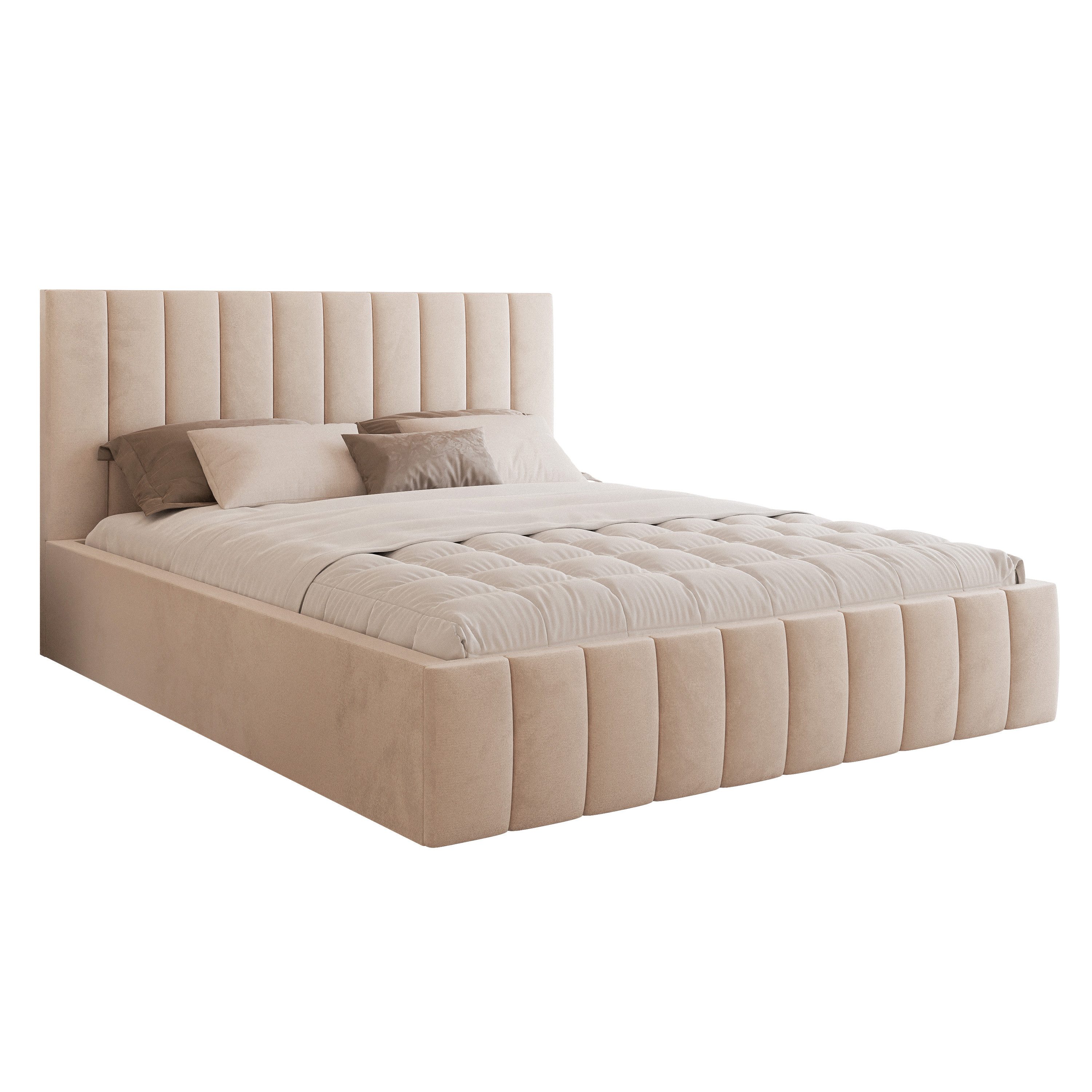 Goldstoff Polsterbett Elegantes Bett mit hohem günstig online kaufen