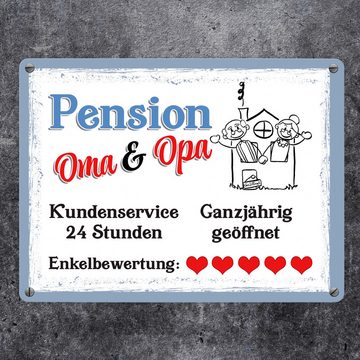 speecheese Metallschild Pension Oma und Opa Metallschild in 15x20 cm