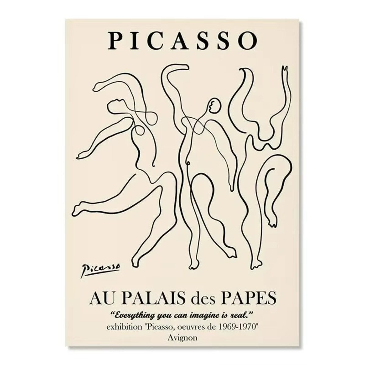 TPFLiving Kunstdruck (OHNE RAHMEN) Poster - Leinwand - Wandbild, Moderne abstrakte Pablo Picasso Ausstellung Schwarz-Weiß-Leinwand (Leinwandbild XXL), Farben: Schwarz, Weiß, Grau, Beige - Größe: 30x40cm