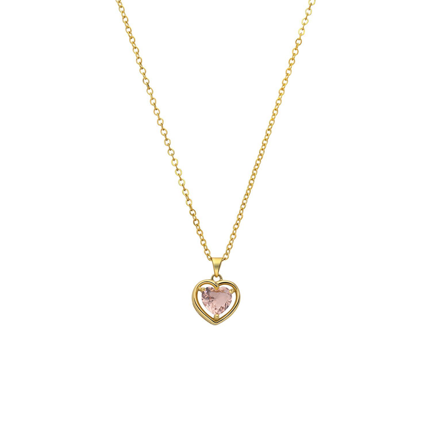 LUCARDI Kette mit Anhänger Halskette - Stahl - Gold - Zirkonia - Damen
