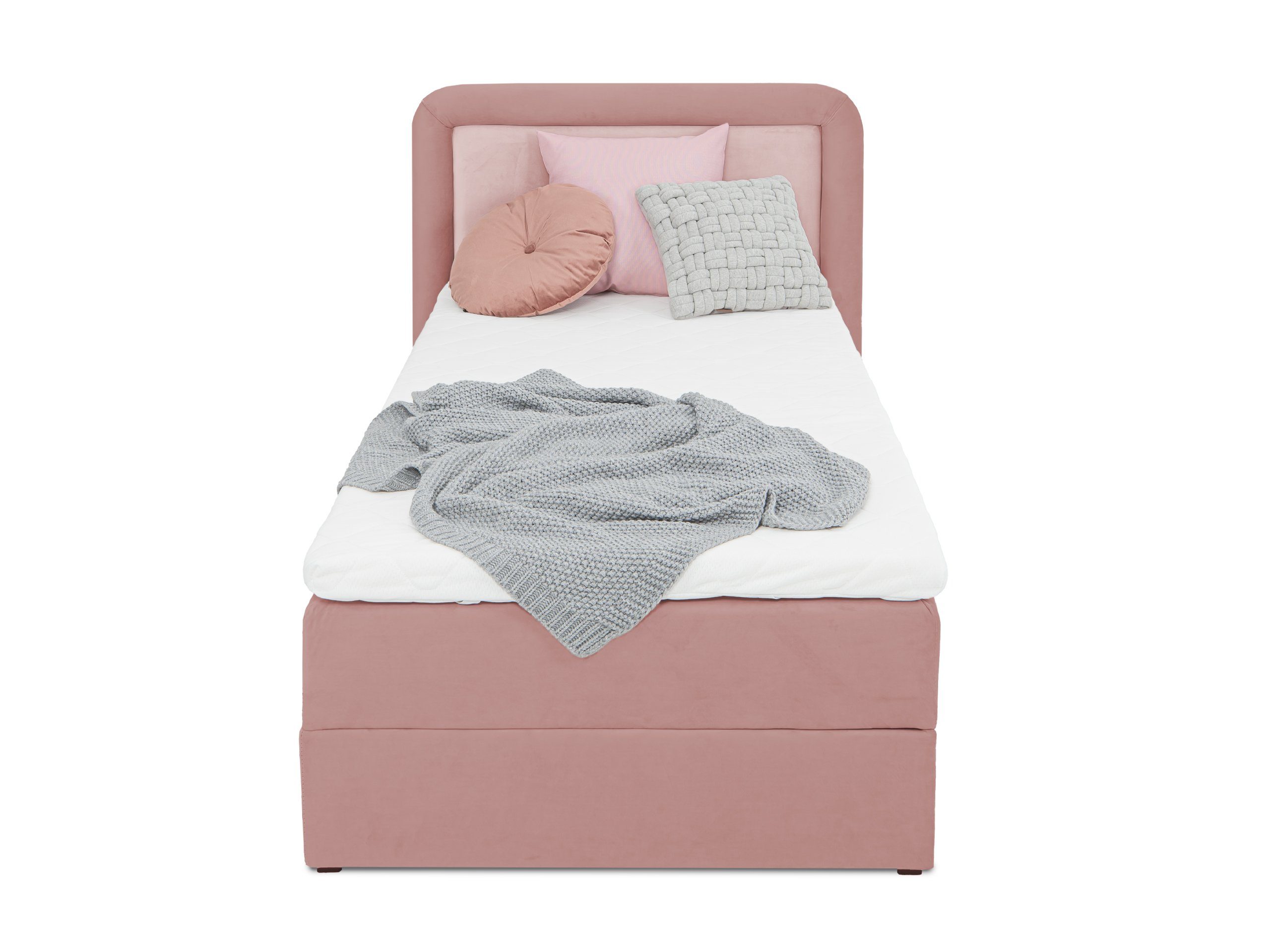 wonello Kinderbett rosa Bettkasten cm 90x200 und 1, Topper Mädchenbett Silea mit