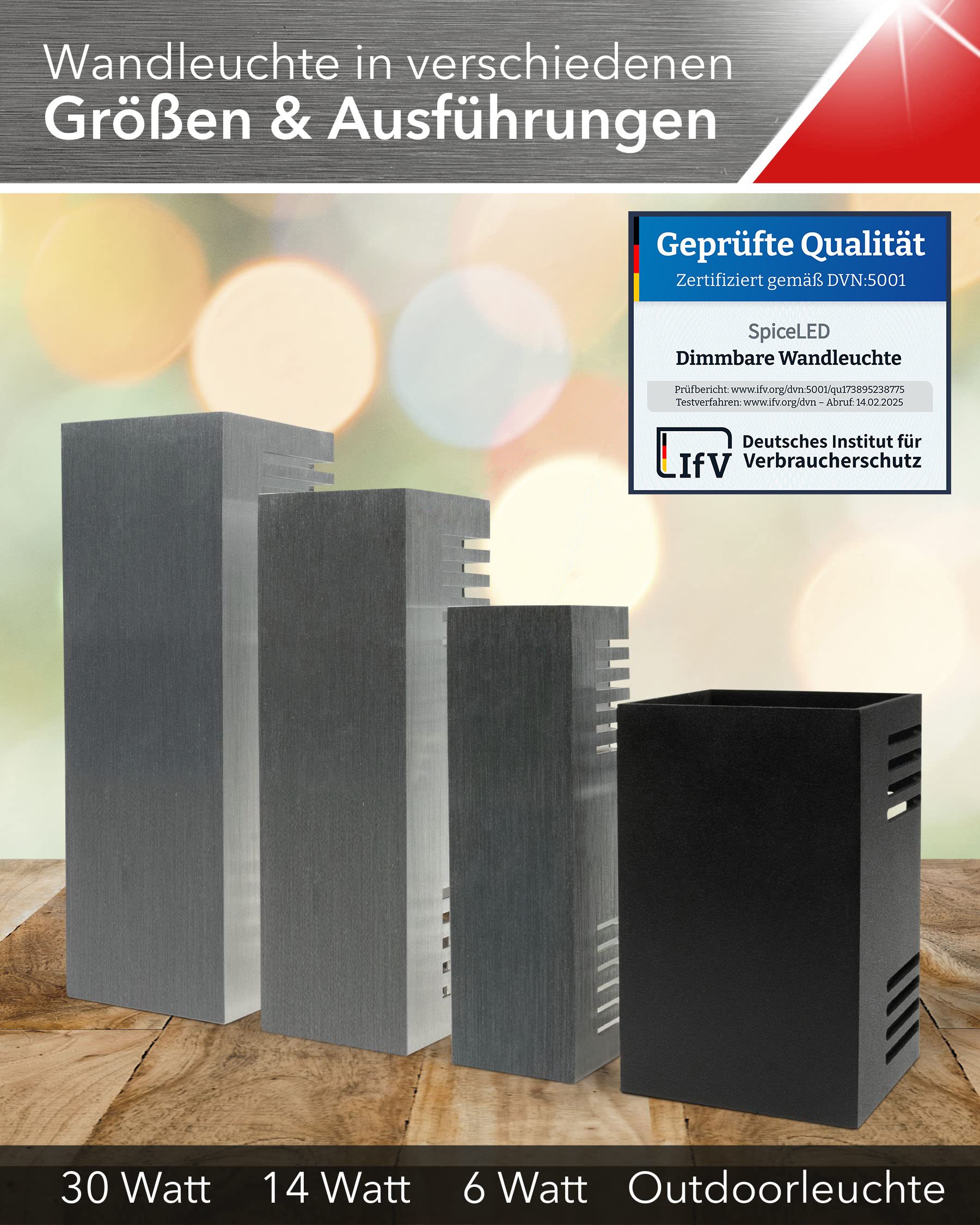 SpiceLED LED Wandleuchte SpiceLED Wandleuchte, ShineLED-6, 2x3W Weiß Schatteneffekt, dimmbar, Weiß (4200 K), LED fest integriert, weiß, Patentiertes Design