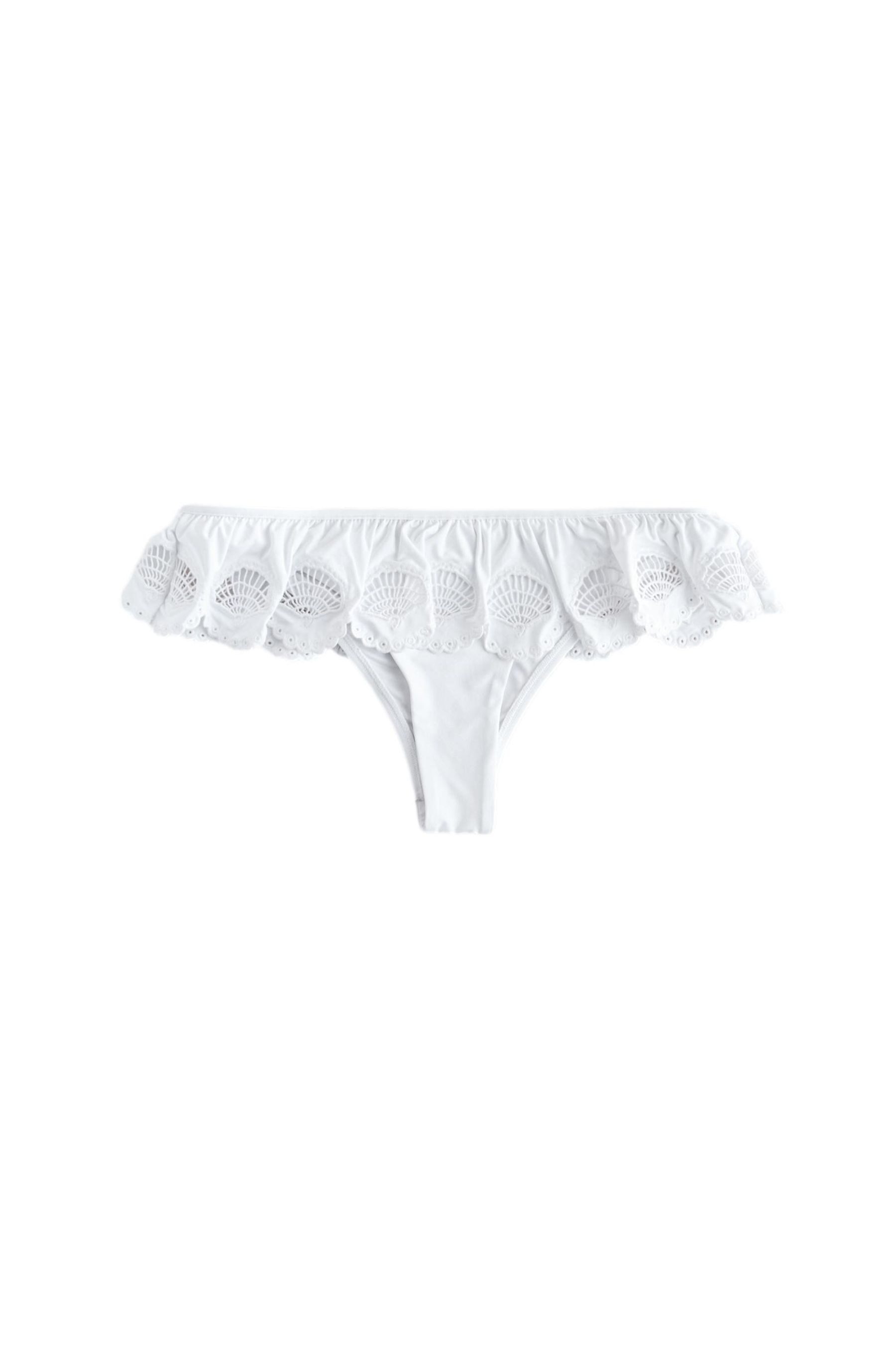 Bikini-Hose Bikinihose mit Lochstickerei, hoher Beinschnitt