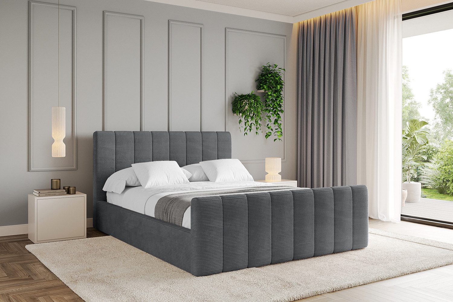 ALTDECOR Polsterbett STERA-Z (Polsterbett mit Bettkasten und Lattenrost, Boxbett mit Matratze), Doppelbett mit Stauraum, Bett mit Kopfteil