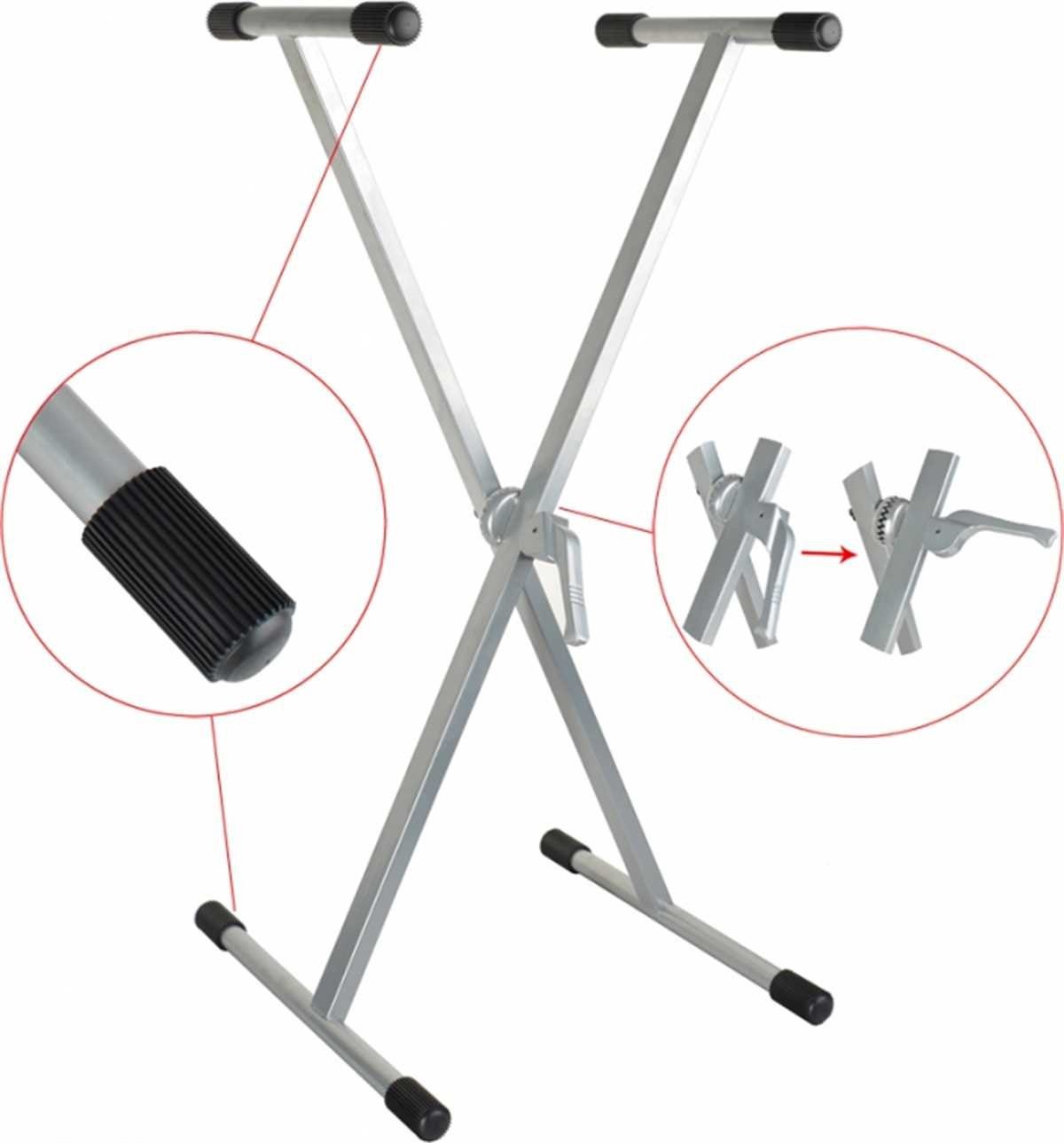 Keyboardständer Keyboardständer mit Schnellverschluß silberoptik bis 30 kg 10-95 cm