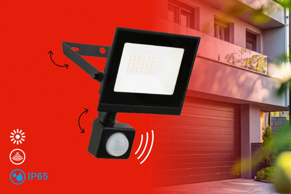 Briloner Leuchten LED Flutlichtstrahler VARO, LED fest integriert, 11x17x4 cm, Garage, Garten, Auffahrt