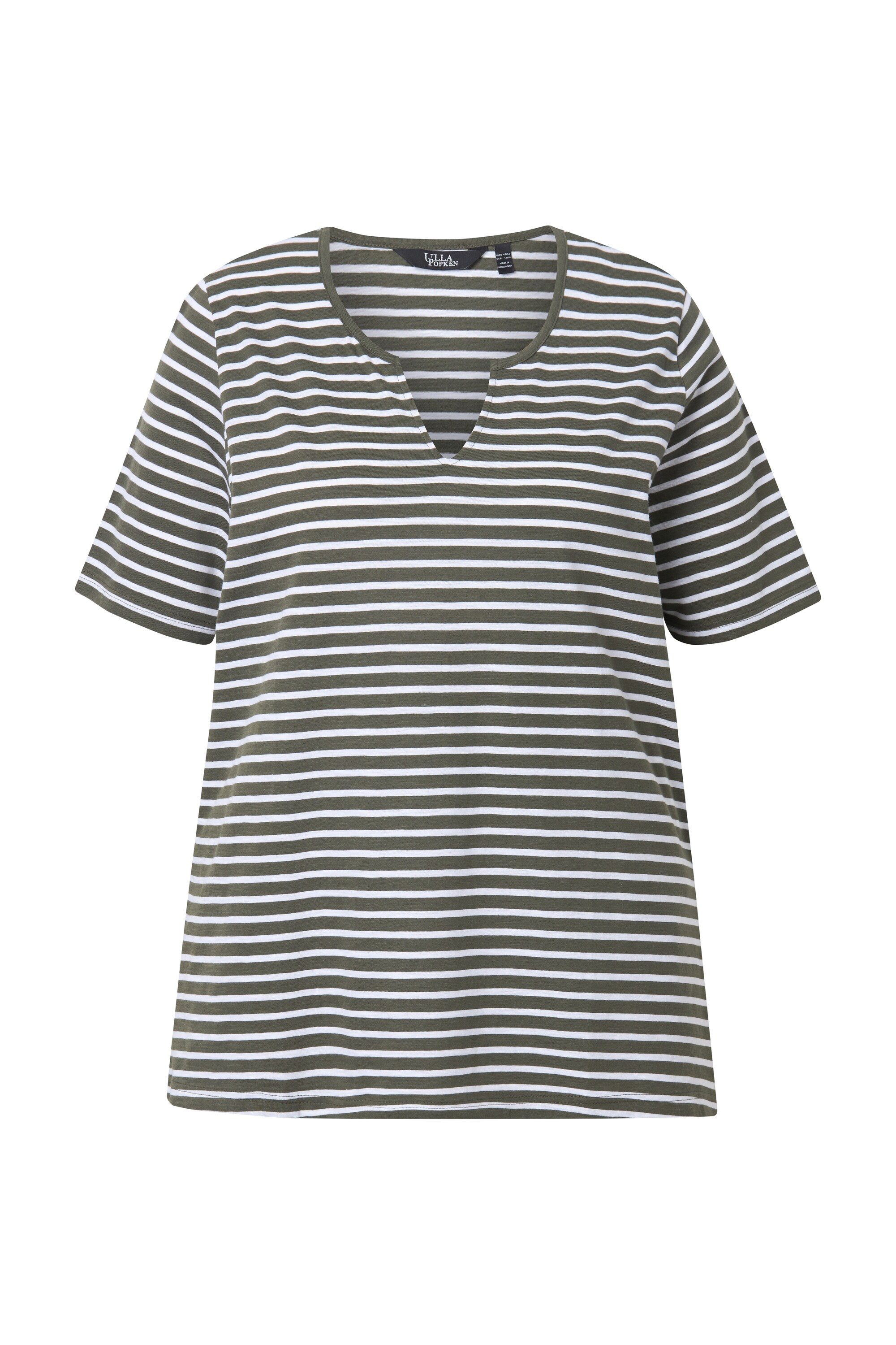 Ulla Popken Longshirt Longshirt Ringel A-Linie Rundhals Halbarm günstig online kaufen