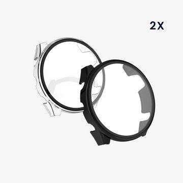 kwmobile Smartwatch-Hülle 2x Hülle für Garmin 22mm Forerunner 265, Fullbody Fitnesstracker Glas Cover Case Schutzhülle Set