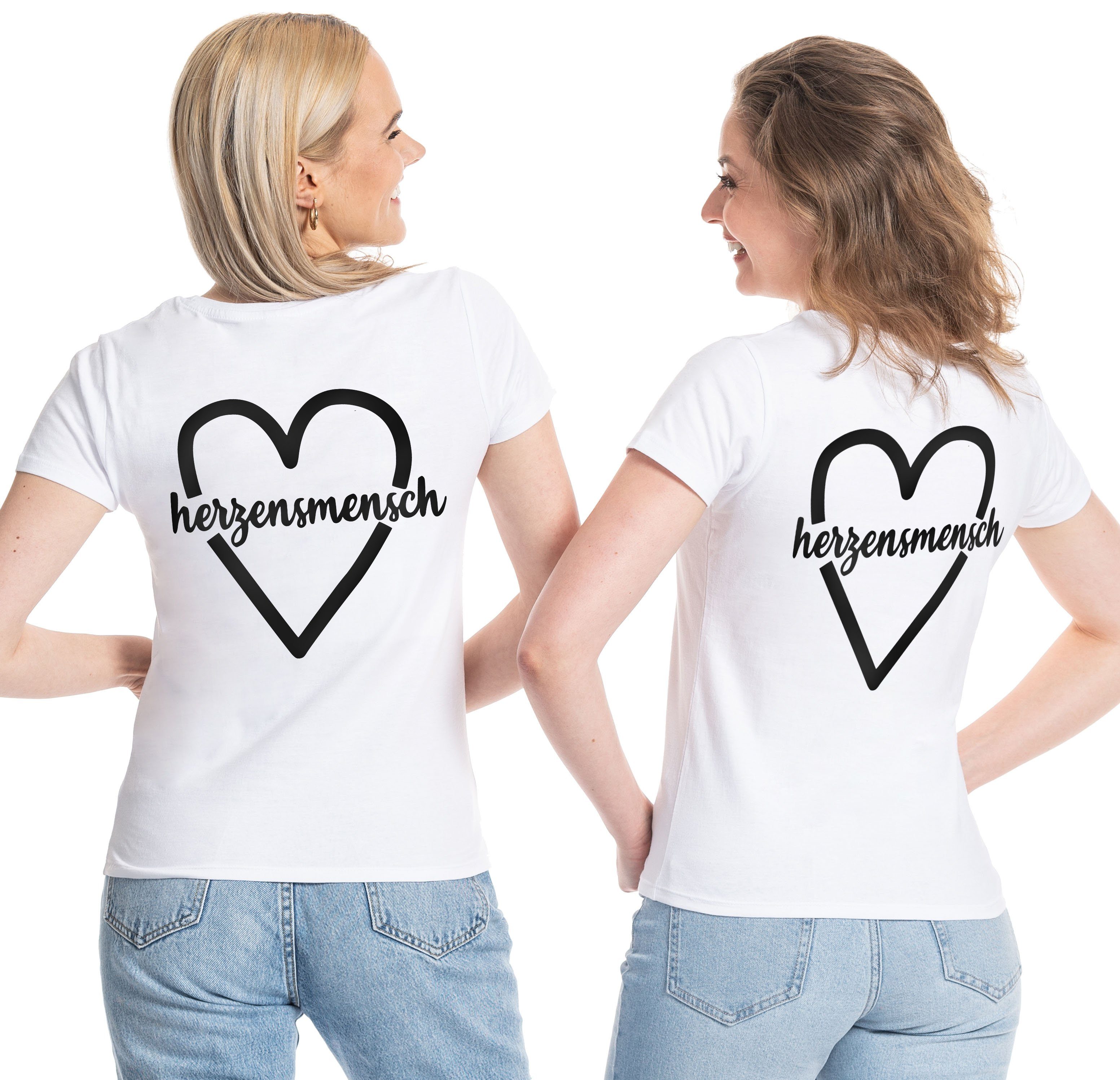 Couples Shop T-Shirt Herzensmensch Best Friends Sister T-Shirt mit modischem Brust- und Rückenprint