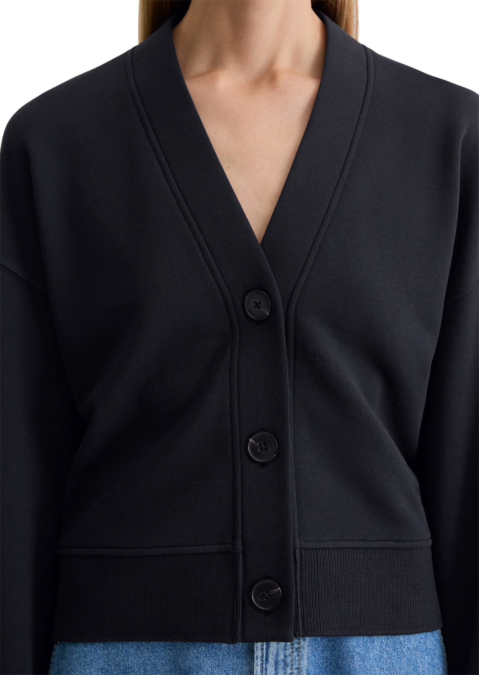 Marc O'Polo Sweatjacke mit Rippstrick-Bund