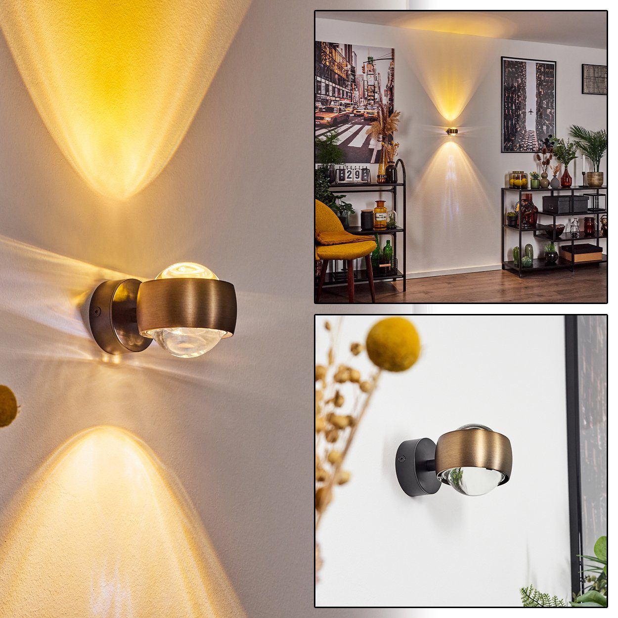 hofstein Wandleuchte »Osacca« moderner Wandstrahler, Metall/Glas, günstig online kaufen