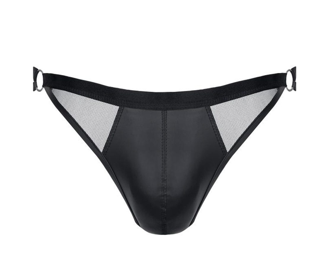 Slip Herren wetlook Jock Slip in schwarz aus Tüll und Gummiband pofrei