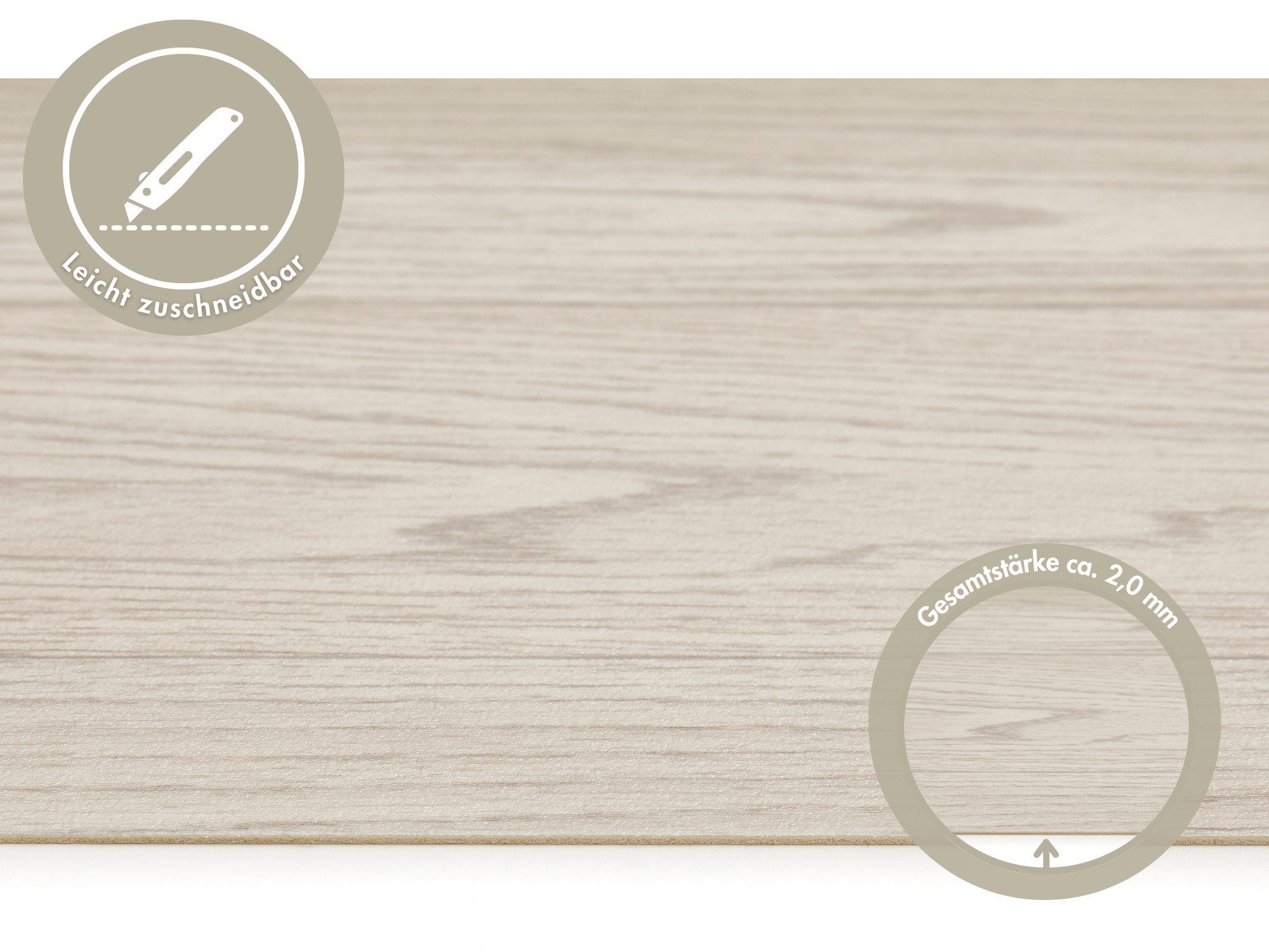 misento Vinylboden Optima in Holzoptik, für Feuchträume und Privatbereiche, PVC Bodenbelag Meterware 200/400 cm breit, Stärke 2,0 mm