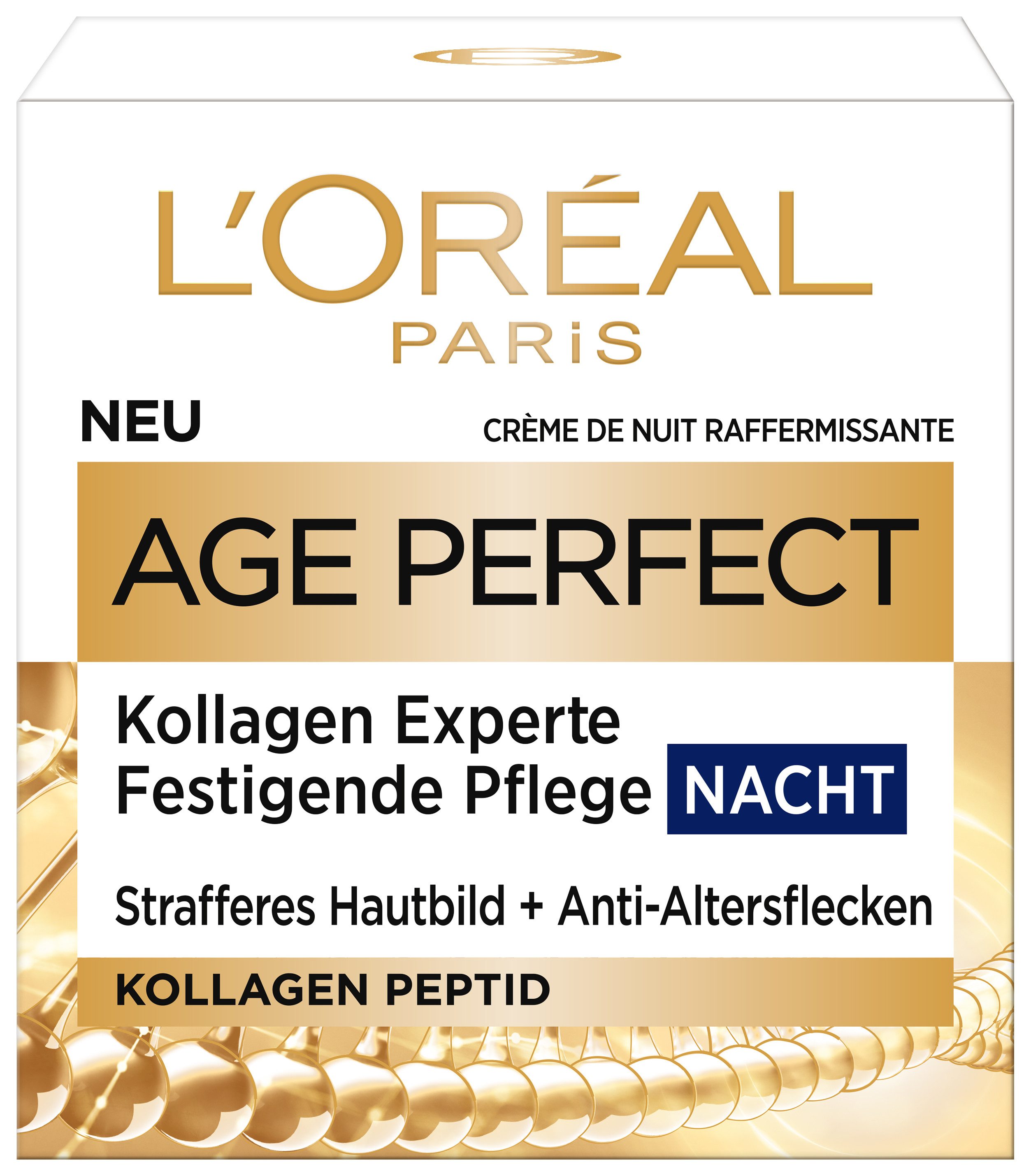 L'ORÉAL PARIS Nachtcreme AGE PERFECT PRO-KOLLAGEN EXPERTE NACHTCREME, feuchtigkeitsspendend, sorgt für mehr Straffheit