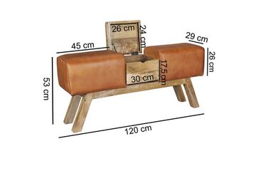 tinkaro Sitzbank FALUN Echtlederbank Hocker mit Aufbewahrungsfach