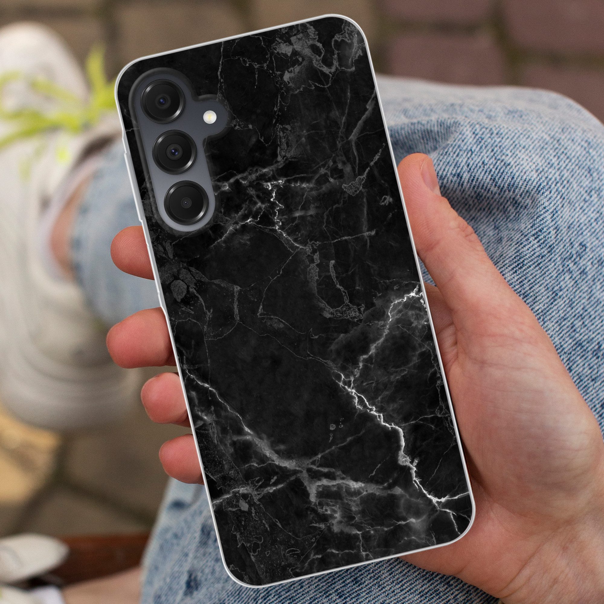 MuchoWow Handyhülle für Samsung Galaxy A16 5G Marmor - Schwarz - Weiß - Textur - Marmoropt, Phone Case, Silikon, Schutzhülle Dünn