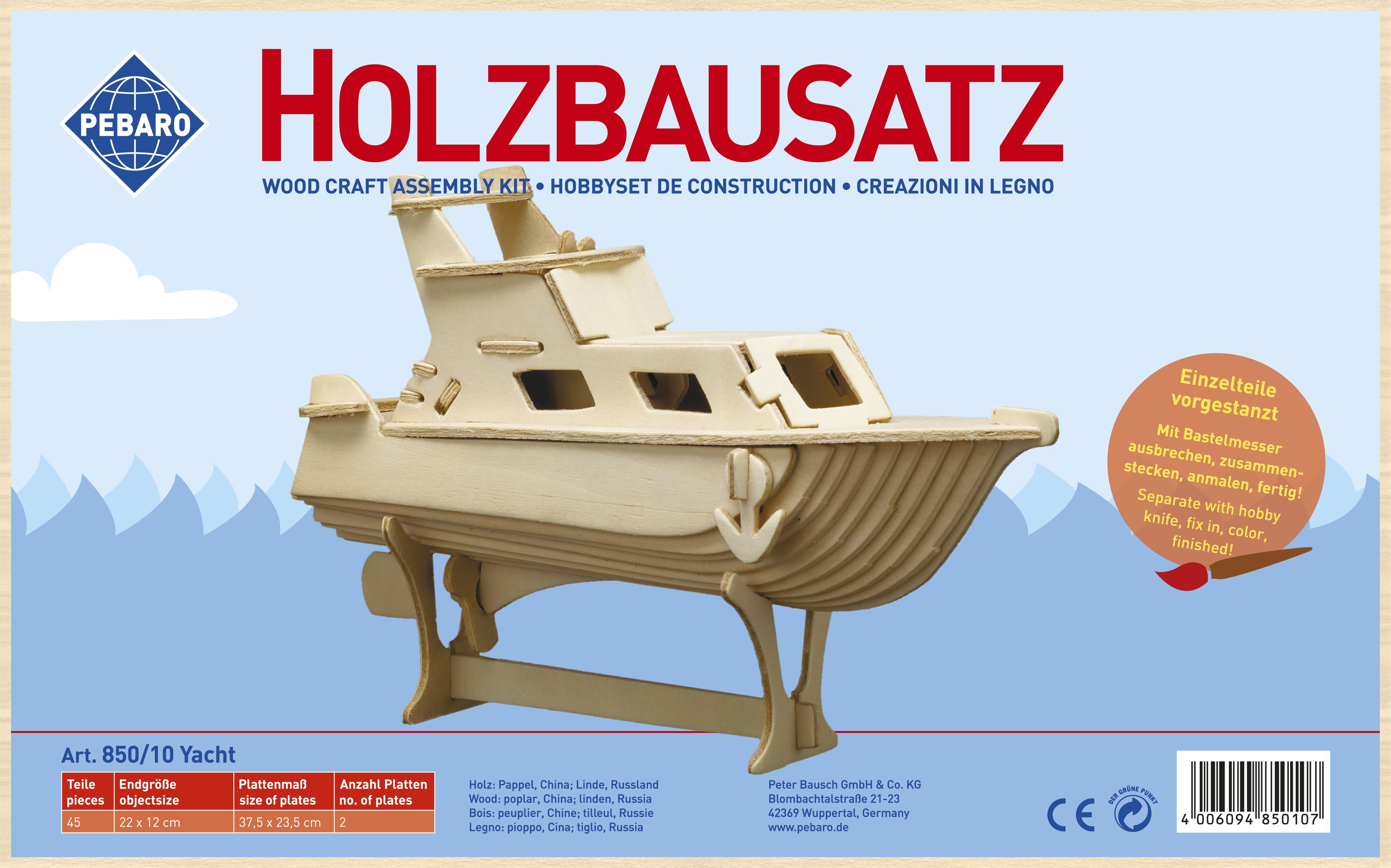 Pebaro 3D-Puzzle Holzbausatz Yacht, 850/10, 45 günstig online kaufen