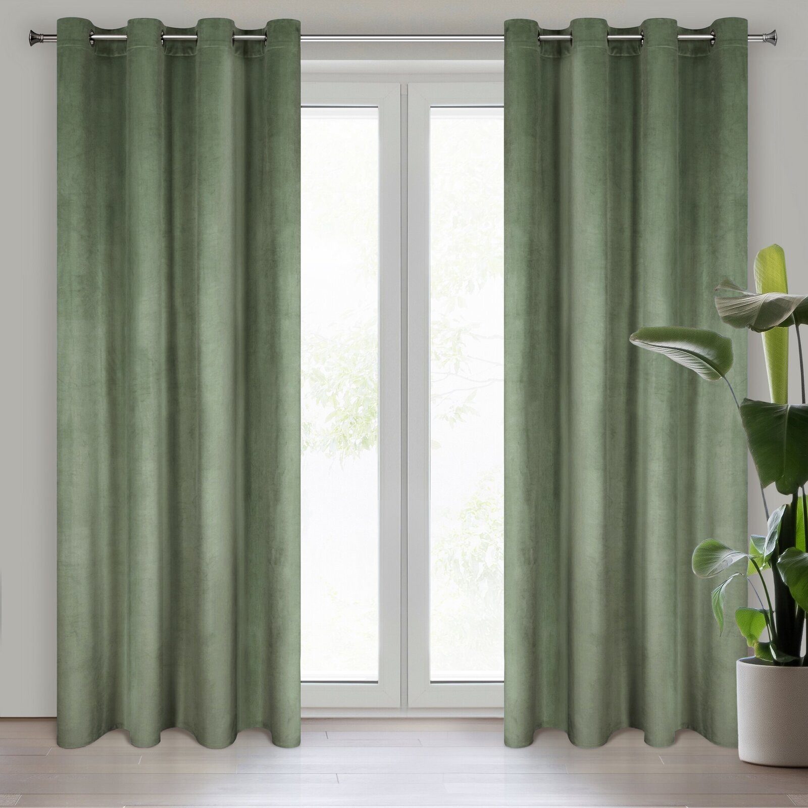 Design91 Vorhang Samtvorhänge 140x250 cm (1 St), Ösen, blickdicht, Samt, Wohnzimmer – Bild 5 von 5