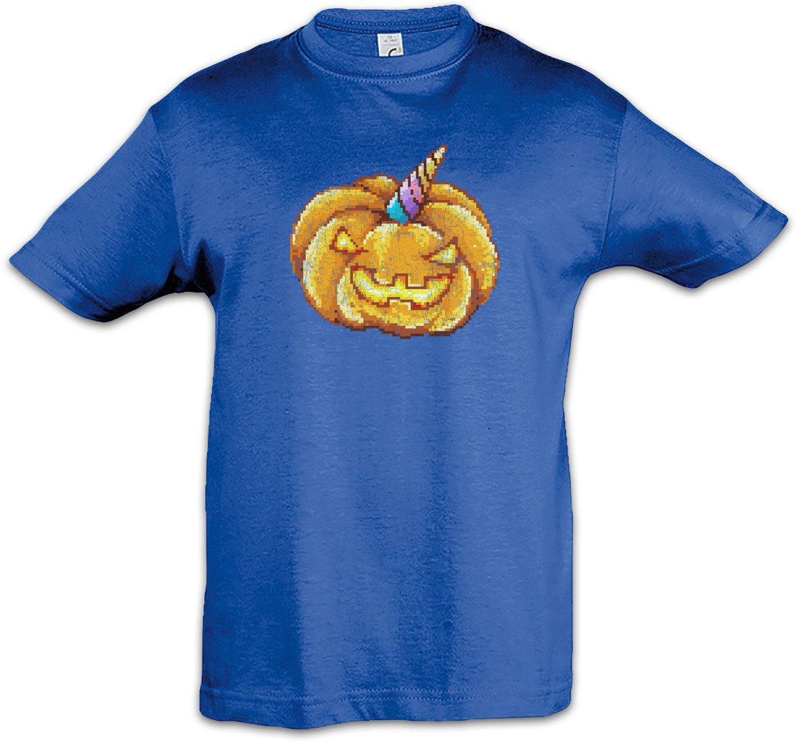 Print-Shirt Pumpkin Unicorn Kinder T-Shirt Halloween Pixel Kürbis Einhorn Unicorn