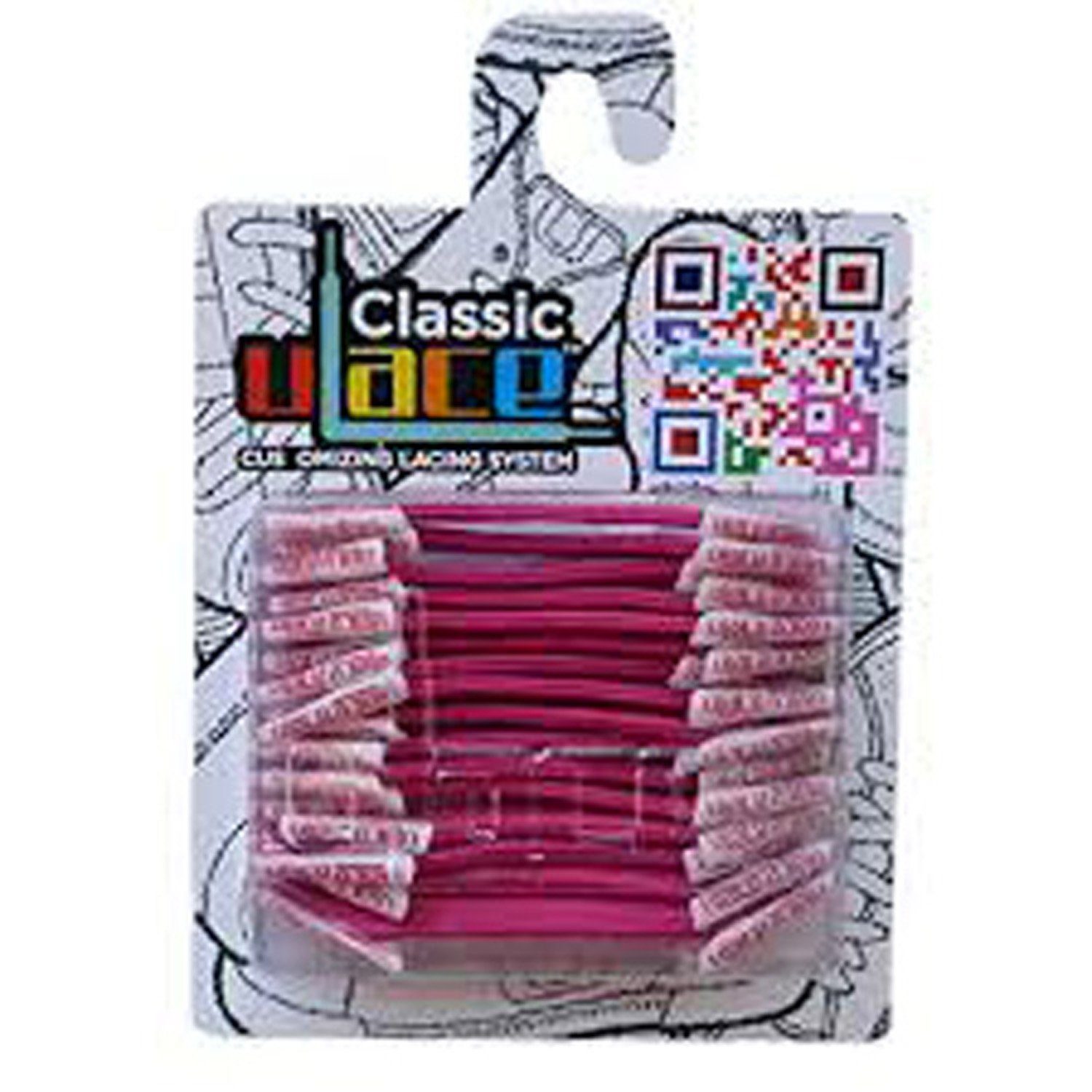U-Laces Schnürsenkel Classic 18 Stück - elastische Schnürsenkel mit Wiederhaken Neon Pink | Schnürsenkel
