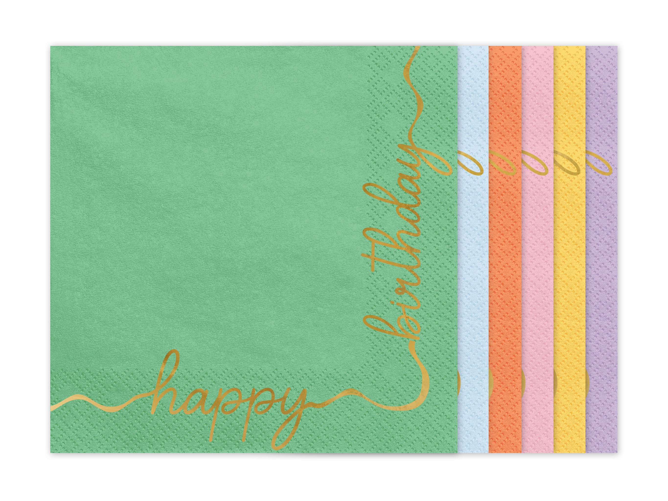 partydeco Papierdekoration, Servietten Papier 33x33cm Happy Birthday 12 Stü günstig online kaufen