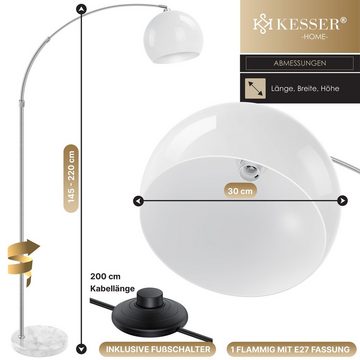 KESSER LED Bogenlampe, Nicht enthalten/ LED geeignet, Bogenlampe + standfestem Marmorfuß höhenverstellbar 146-22cm