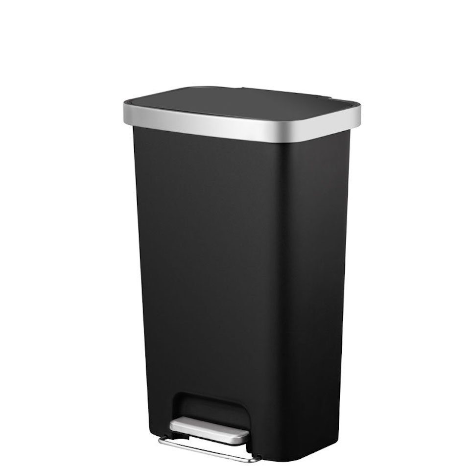 PROREGAL® Mülleimer Funktionale Treteimer aus Kunststoff mit Soft-Close-Deckel, 45L Weiß Schwarz