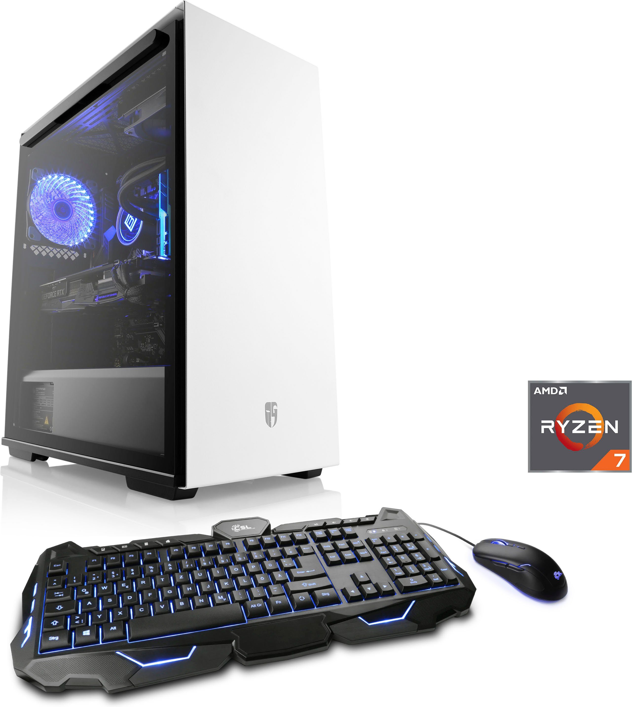 CSL HydroX T8431 Wasserkühlung Gaming-PC (AMD Ryzen 7 3700X, RTX 3070, 16 GB RAM, 1000 GB SSD, Wasserkühlung)