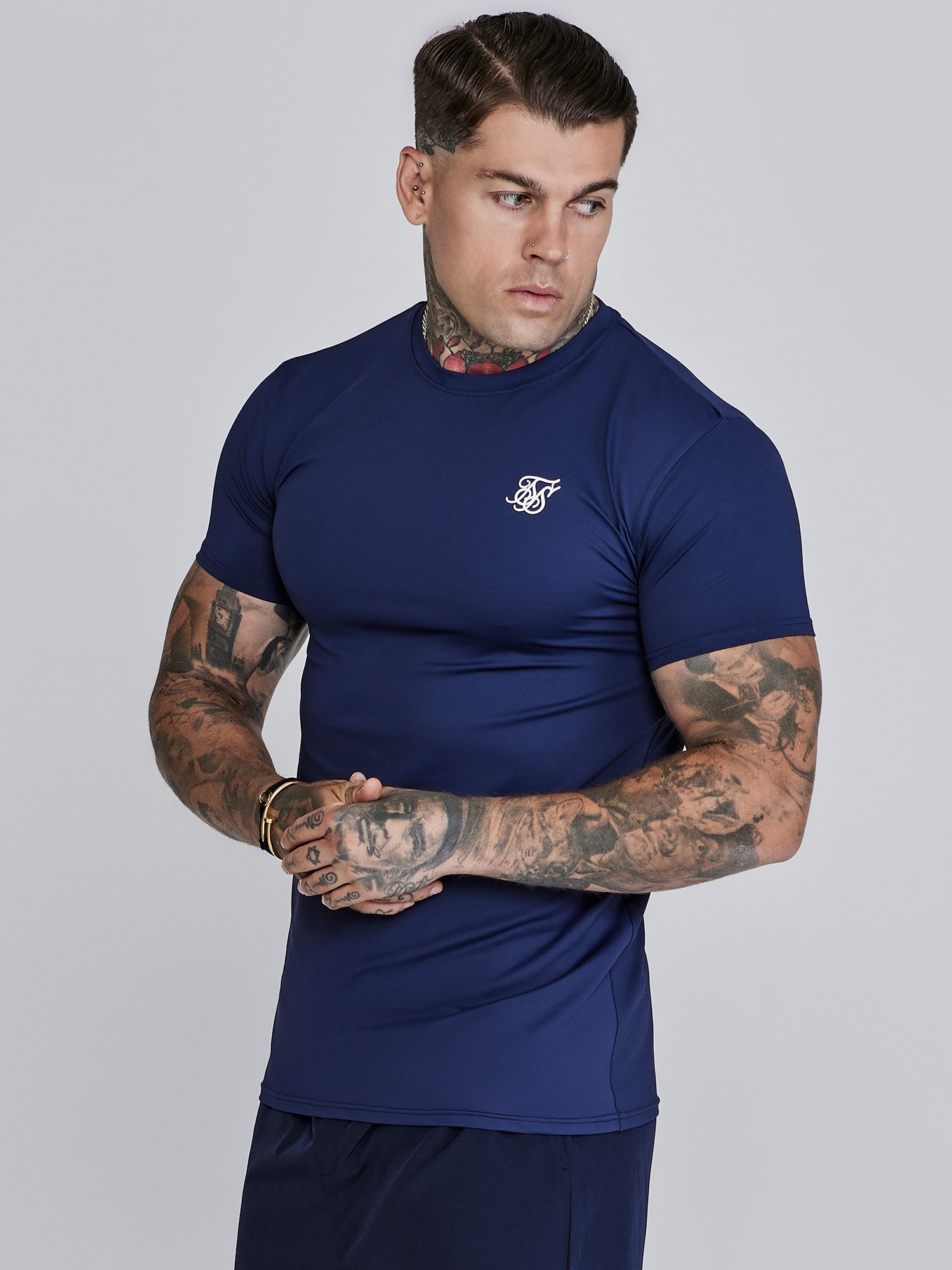 Siksilk T-Shirt SikSilk Herren Marineblaues Muscle günstig online kaufen