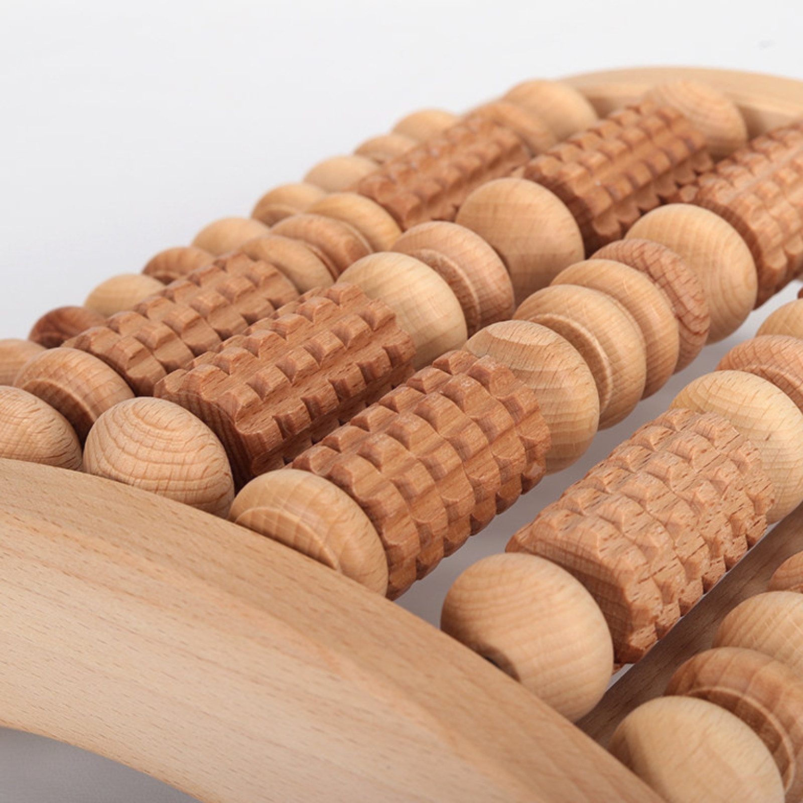 Habys Massageliege Holz-Fußmassagegerät aus Buchenholz, 6 Rollen, Fußreflexzonen