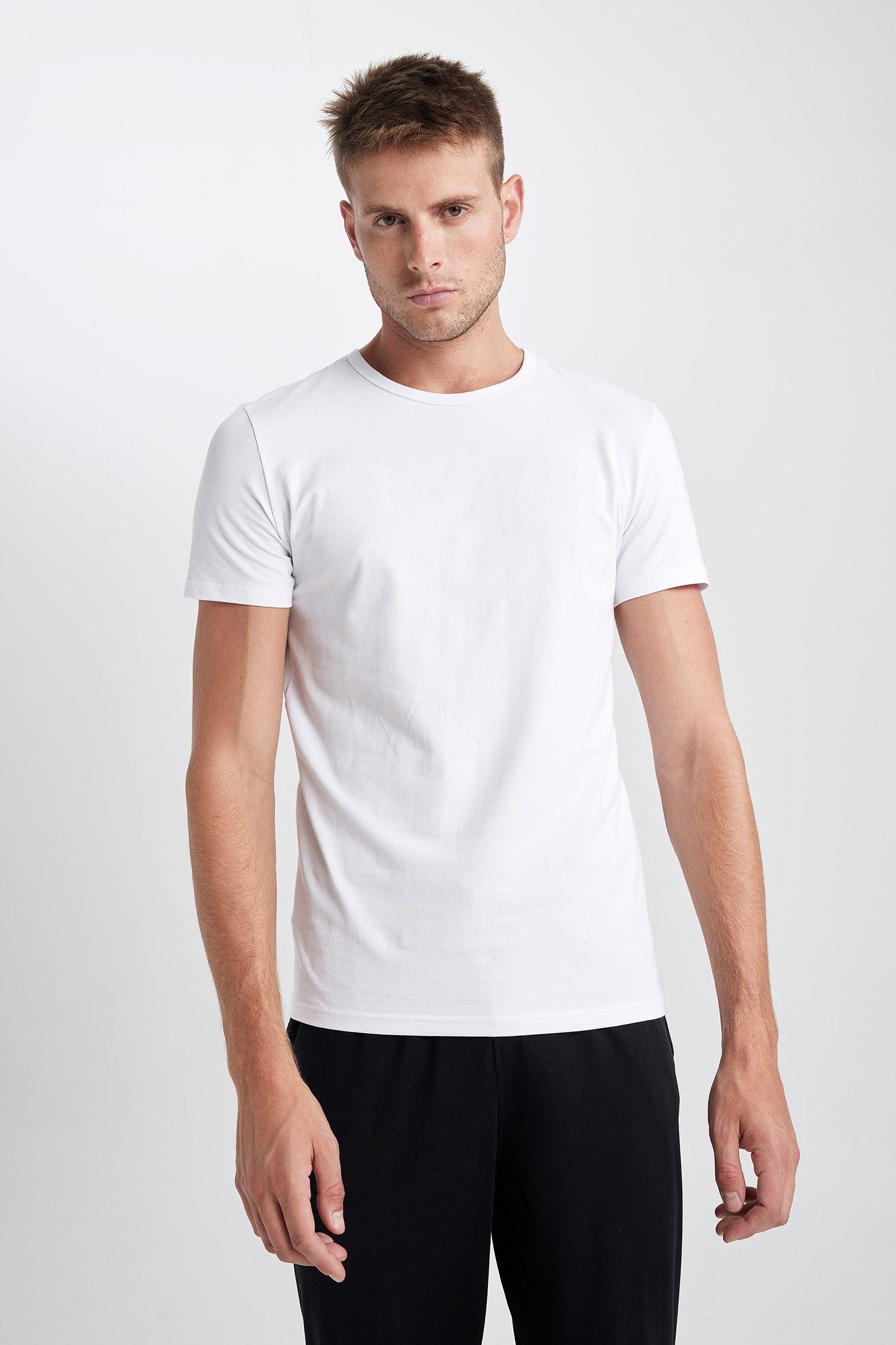 DeFacto T-Shirt Herren T-Shirt REGULAR Weiß FIT