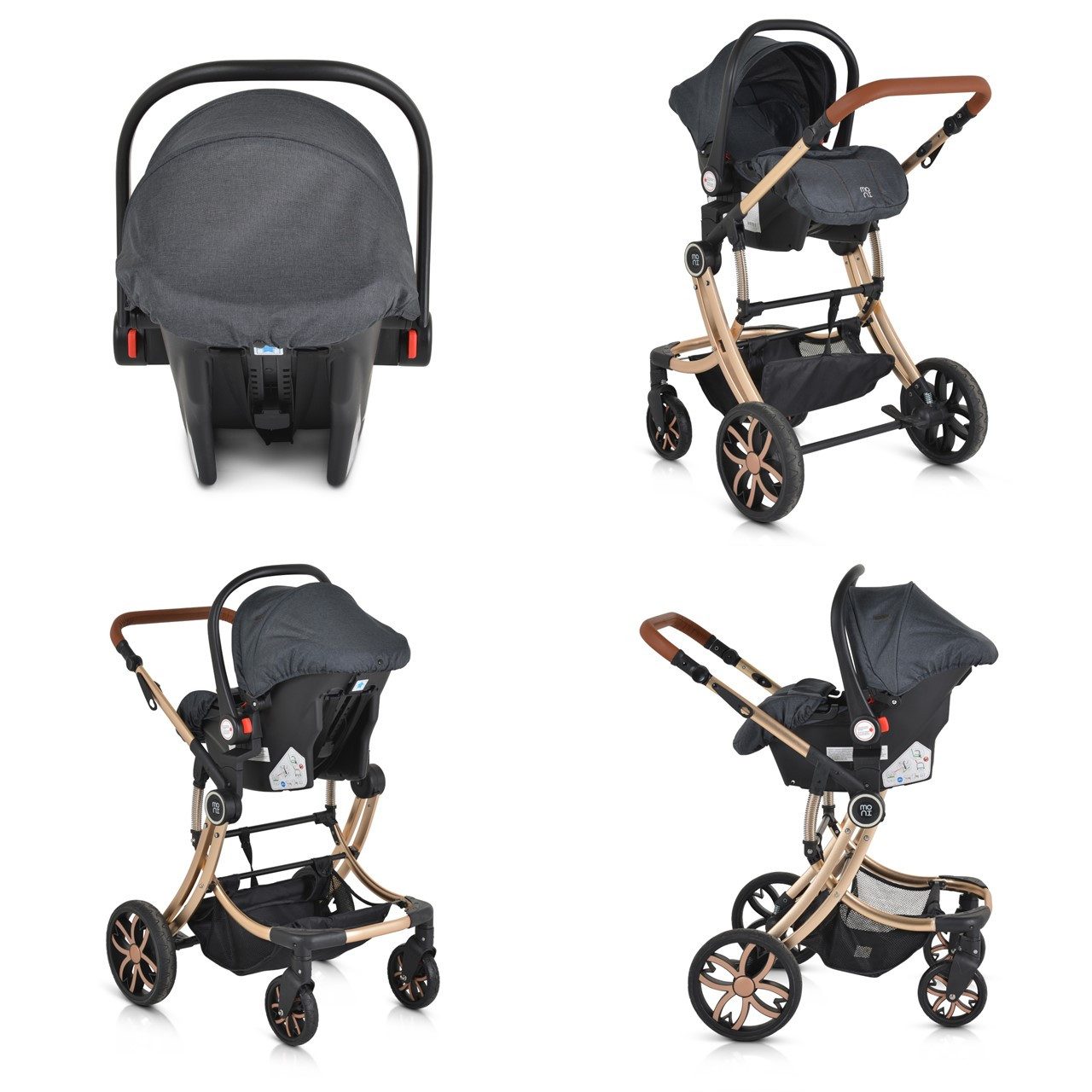 Moni Babyschale Babyschale Trio i-Size, ab: 0, bis: 1.25, (40 - 87cm) Adapter, Fußabdeckung, weiches Kissen