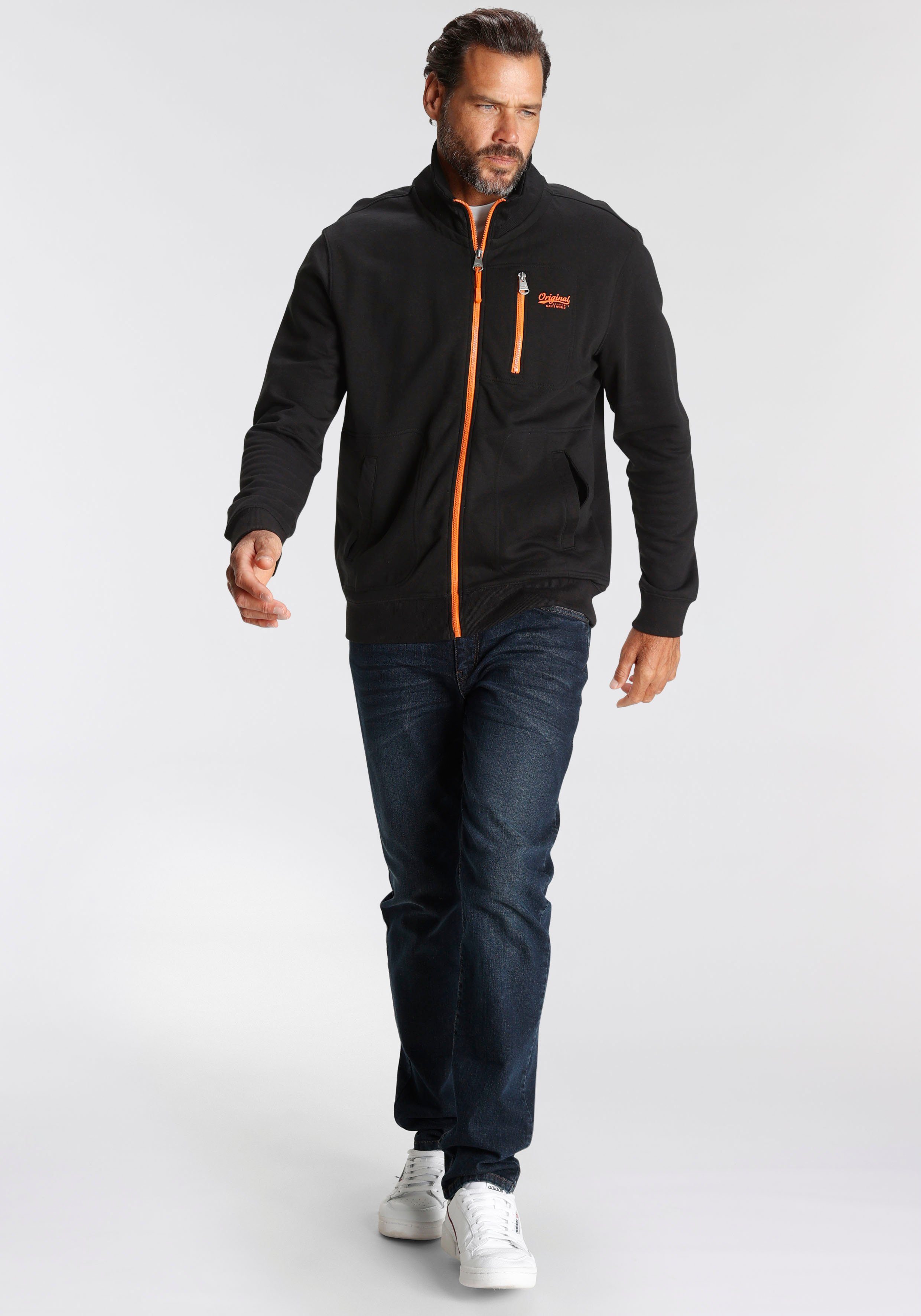 Man's World Sweatjacke mit kontrastfarbigem Reißverschluss