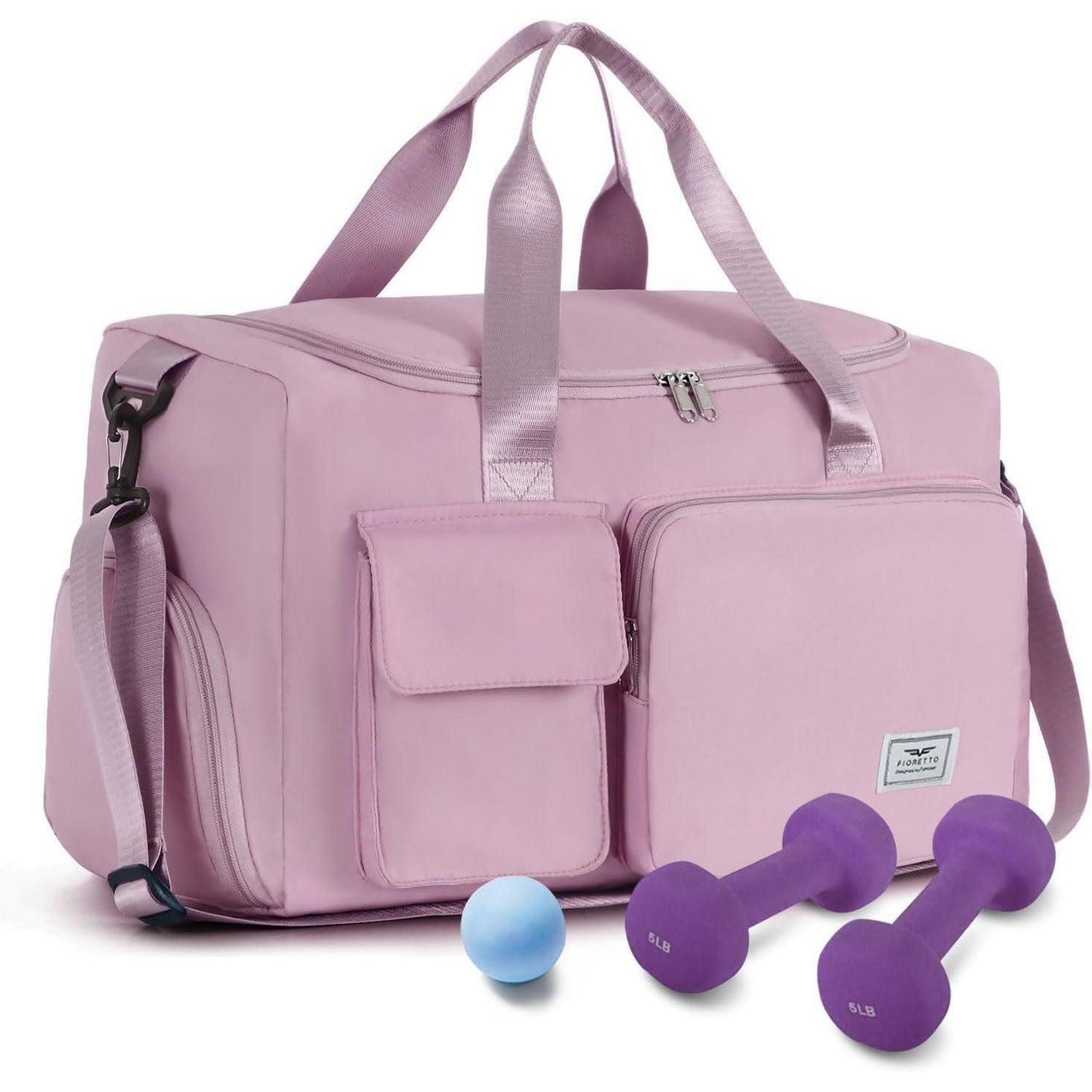 LuxusKollektion Sporttasche Damen Sporttasche 35L Faltbar mit Schuh- und Nassfach, Weekender Rosa